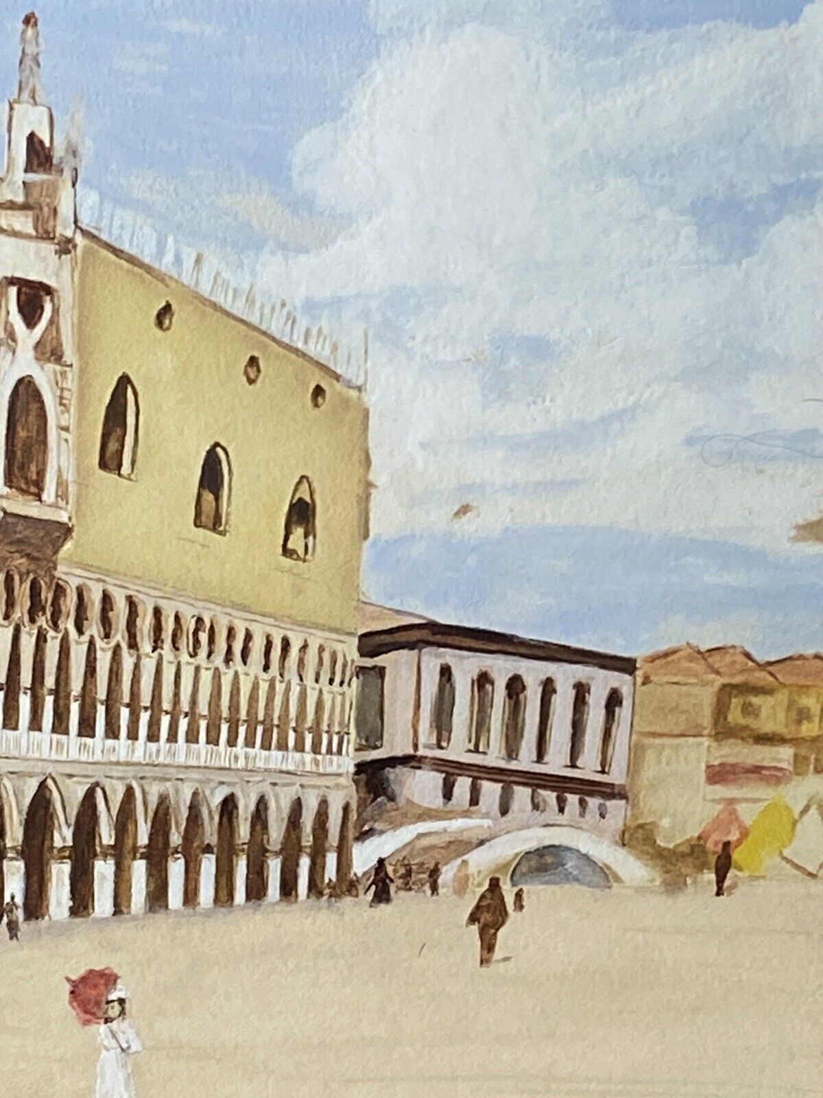 Historic Architectural Study Doges Palace Venice Watercolour Painting Signed photo buy