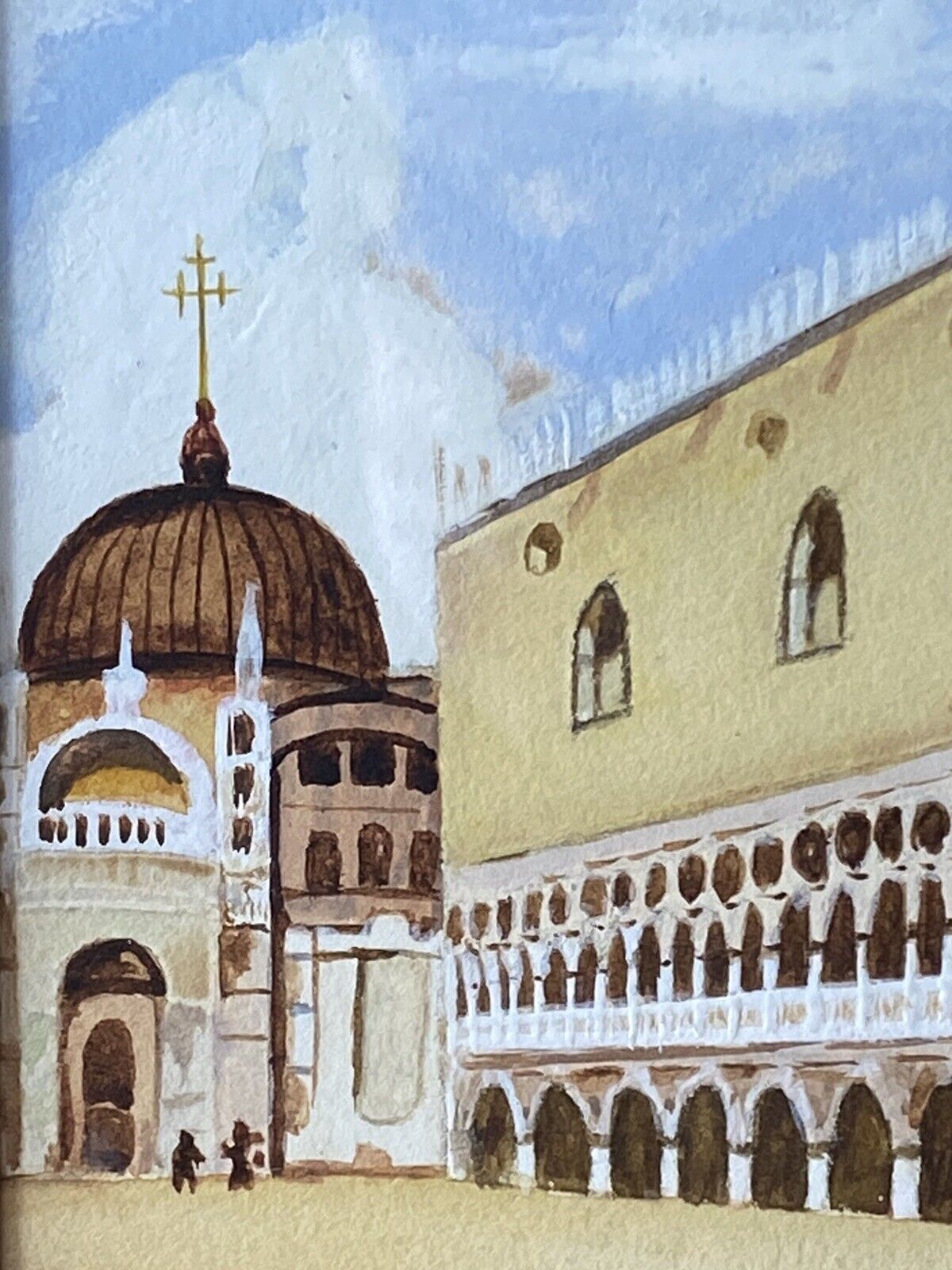 photo for sale Historic Architectural Study Doges Palace Venice Watercolour Painting Signed