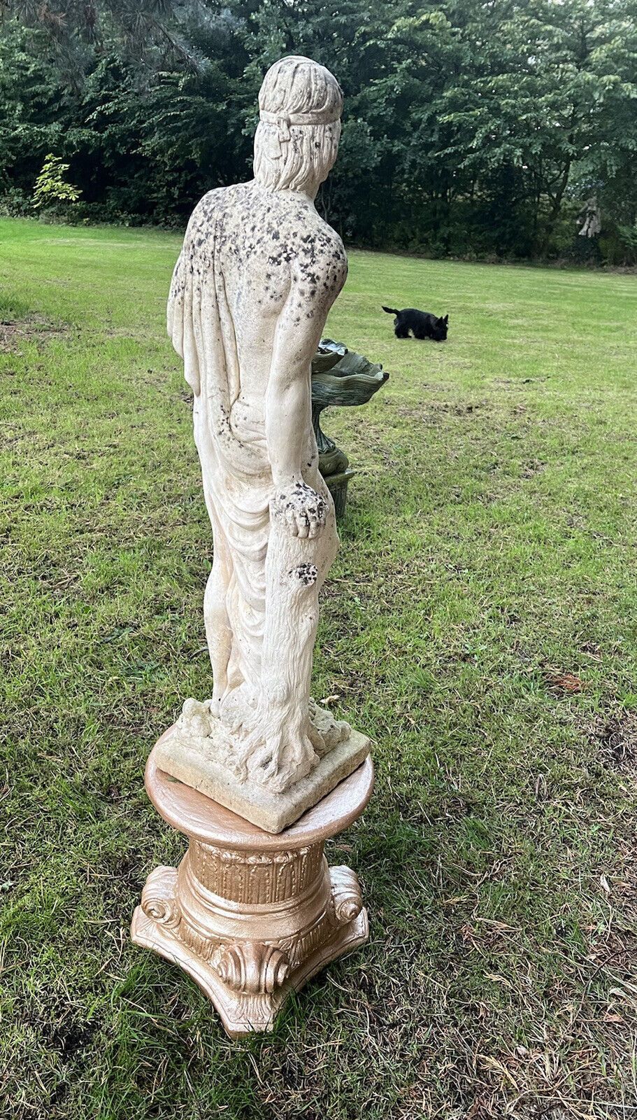 Garden Decor Roman Male Senator Augustas Holding Scripture Set Upon Plinth Garden Showpiece photo