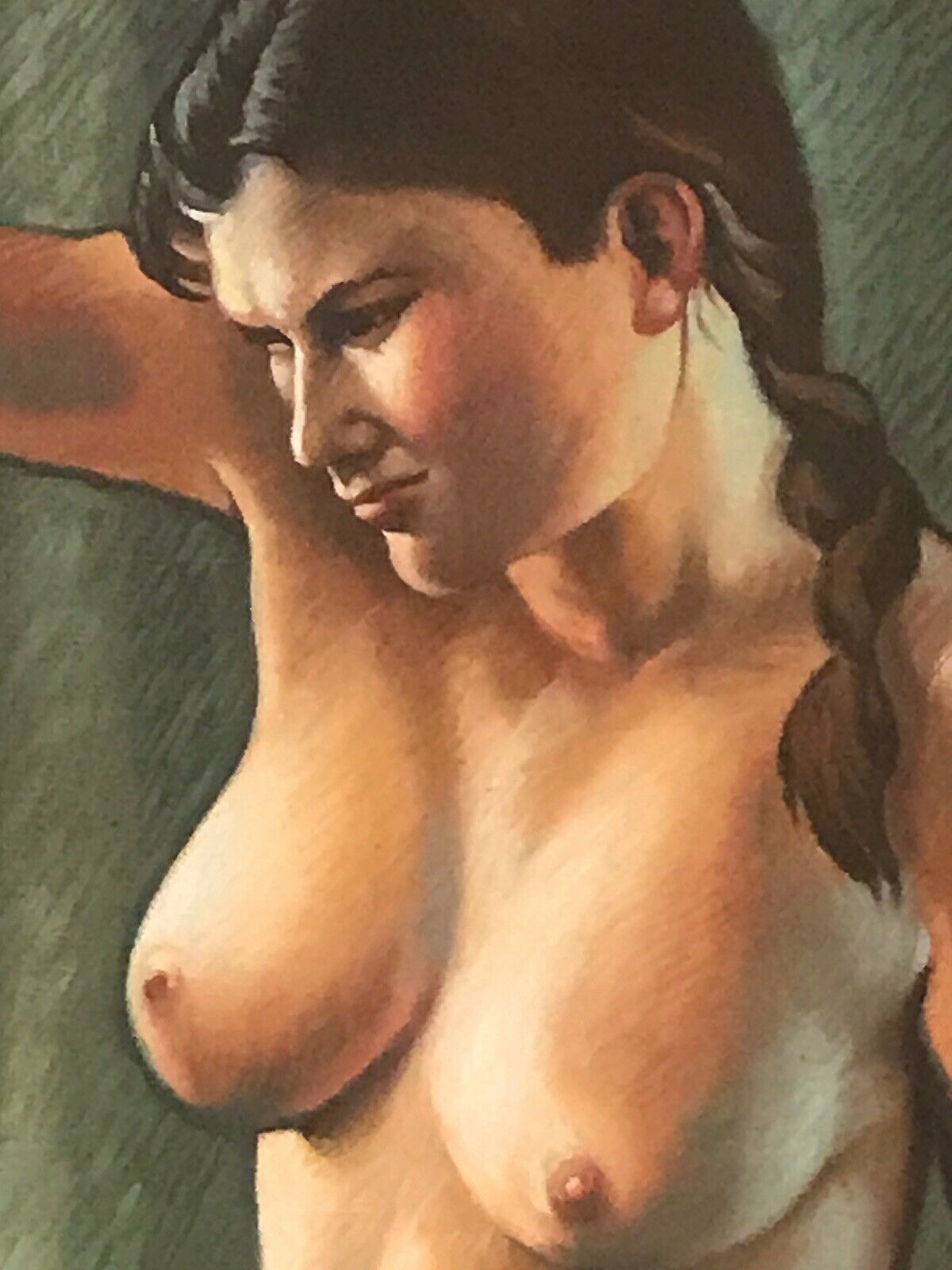 Fine Art 20th Century Bathtime With Two Nubile Ladies Oil Painting Signed photo vintage