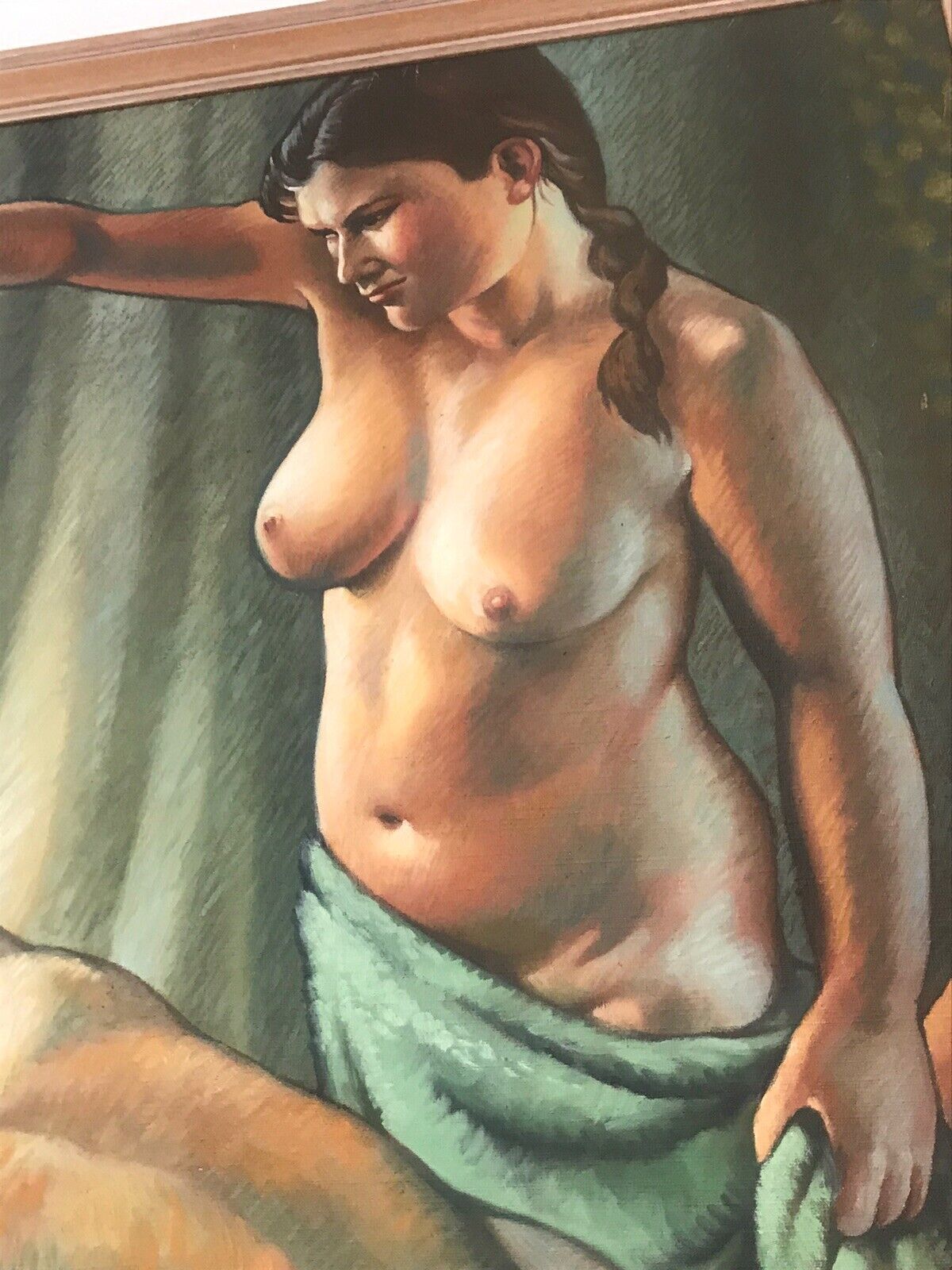 photo for sale Fine Art 20th Century Bathtime With Two Nubile Ladies Oil Painting Signed