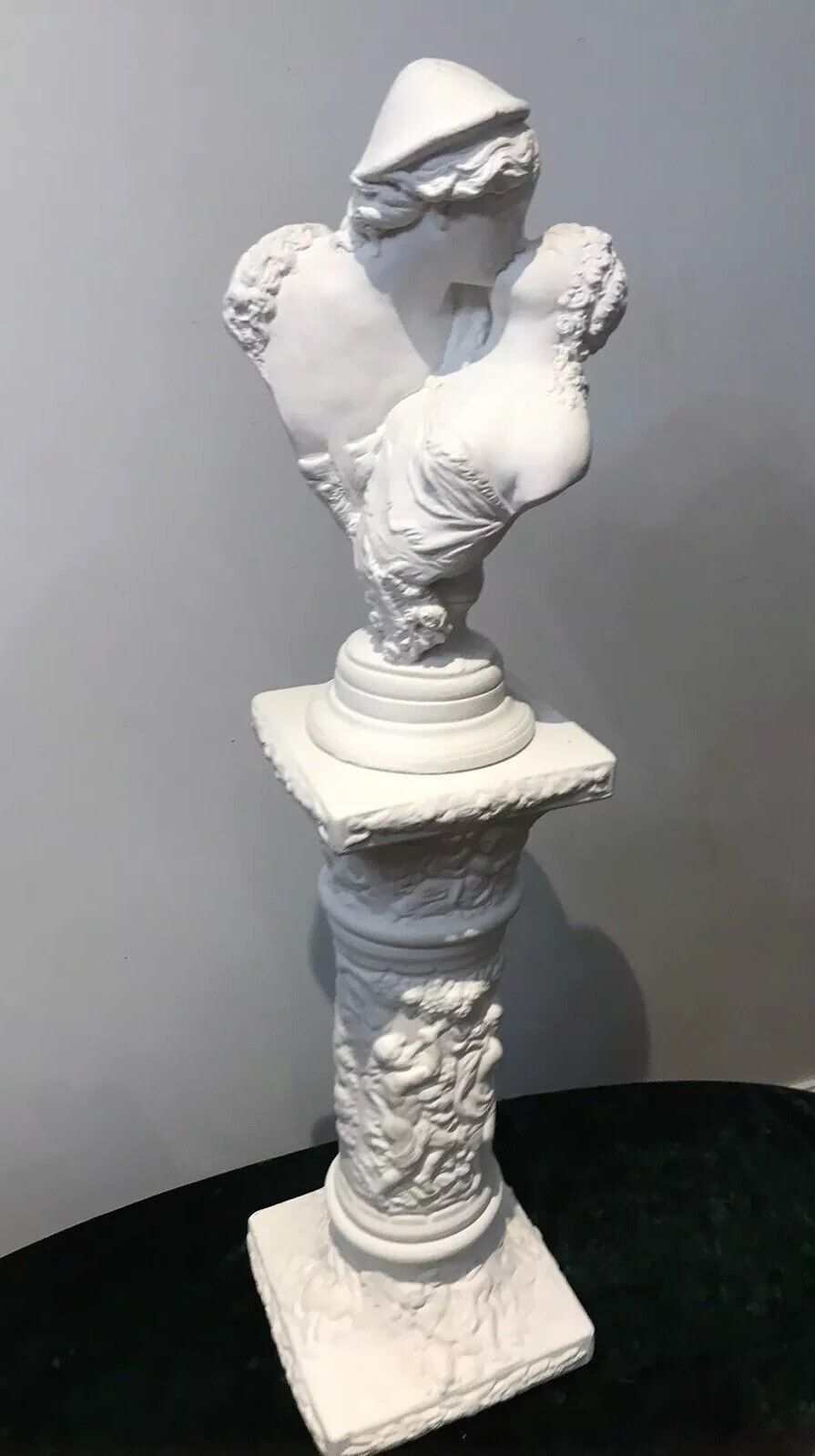 Fine Italian Sculpture ‘Loves First Kiss’ On Ornate Plinth Signed By Artist photo furniture