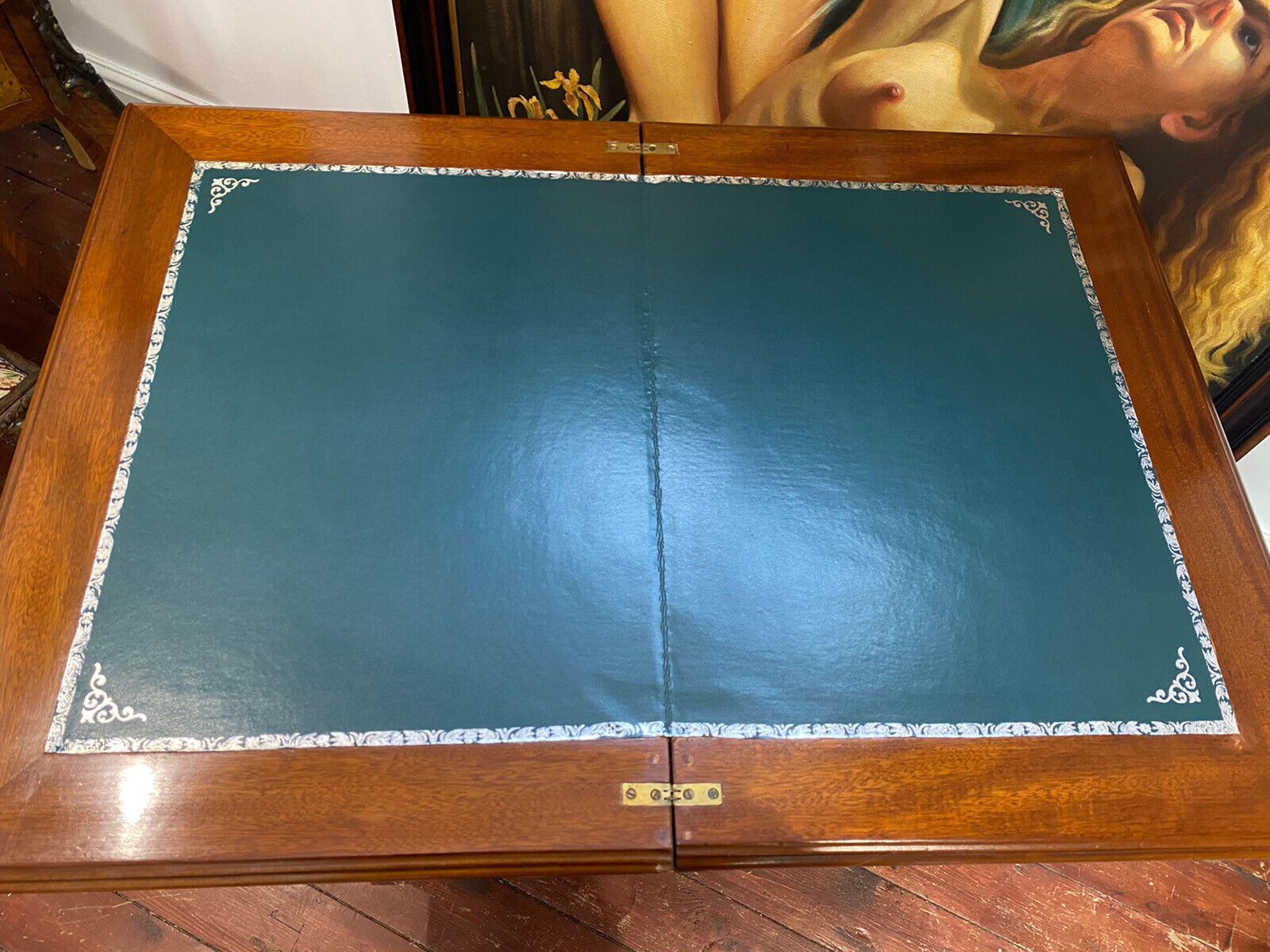 425.0 French Reproduction Louis XVI Style Writing Table With Turnover Leather Top photo
