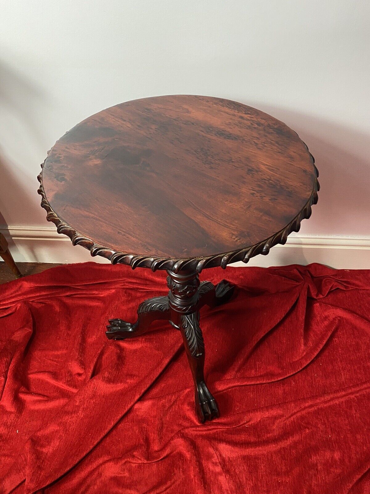 Thomas Chippendale Style Reproduction Mahogany Wine Table With Bird Cage Base photo buy