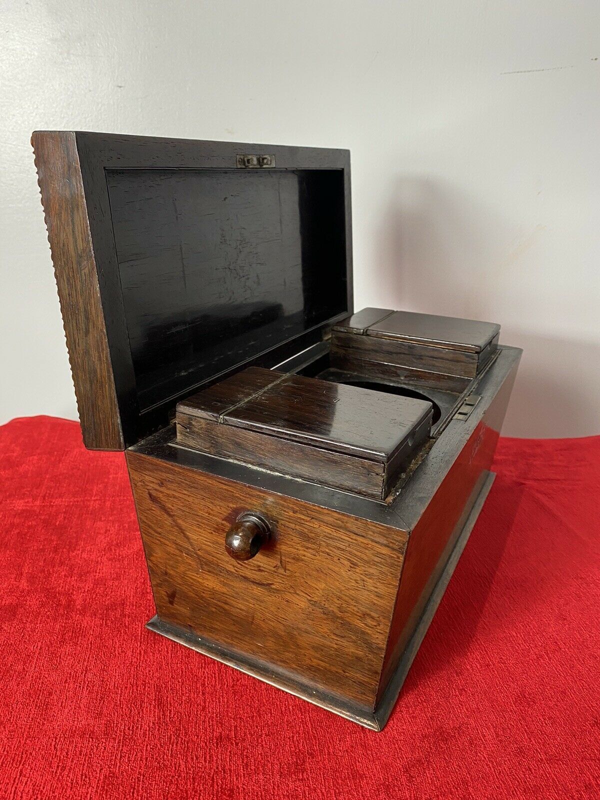 William Iiii Rosewood Sarcophagus Shaped Tea Caddy With Mother Of Pearl Inlay photo Home Decor