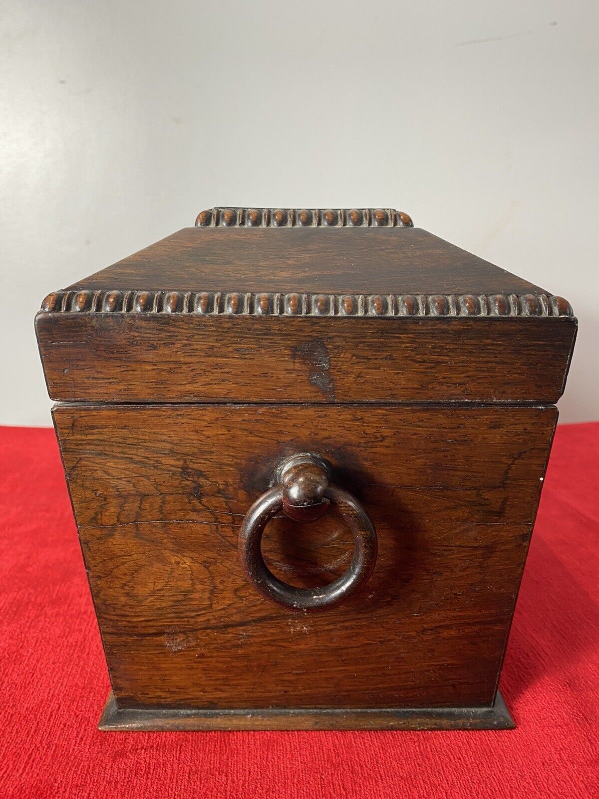 William Iiii Rosewood Sarcophagus Shaped Tea Caddy With Mother Of Pearl Inlay photo vintage
