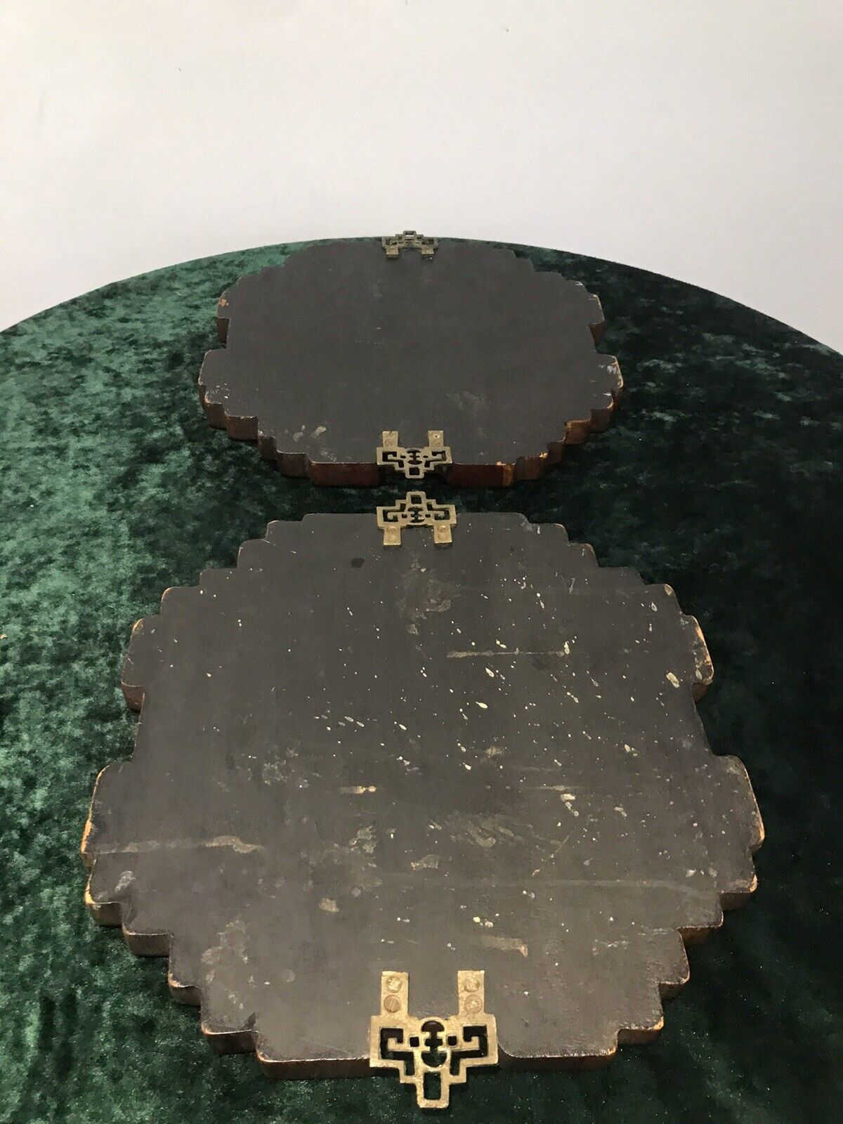 285.0 Fine Quality Pair Of Oriental Kang Si Style Hardwood Wall Plaques photo