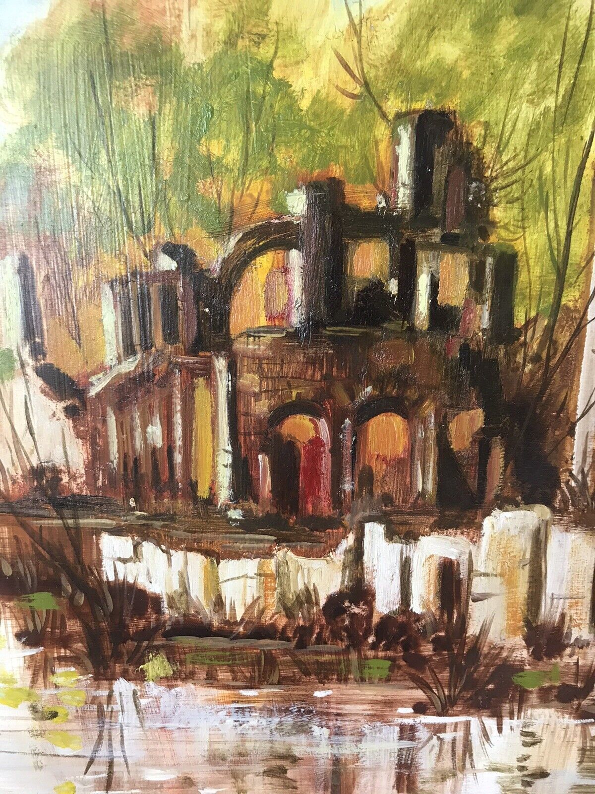 photo furniture Original Oil Painting Of Glastonbury Abbey Somerset England Framed/Signed Gater