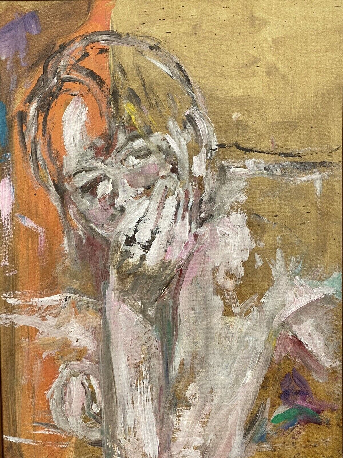 Impressionist Face And Hands Portrait Study By British Artist Micheal Jenkins photo vintage