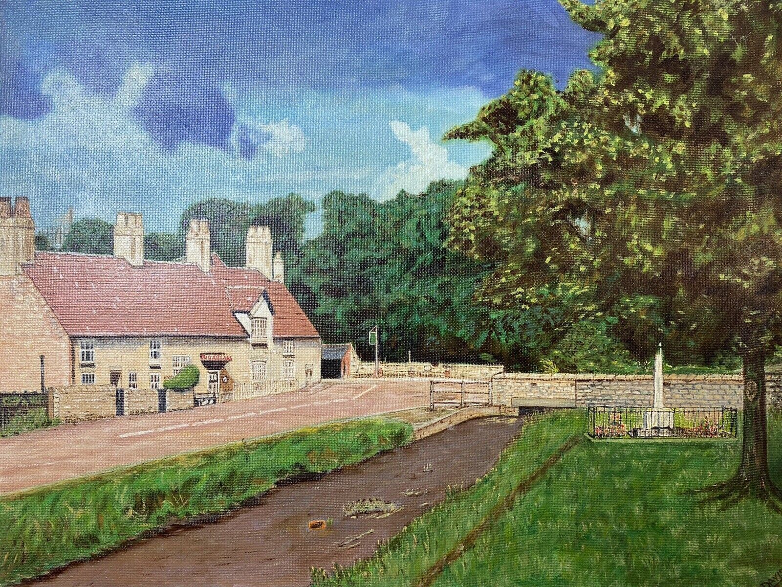 The Jug And Glass Pub Mansfield, England Modern Oil Painting By Artist L Davis photo for sale
