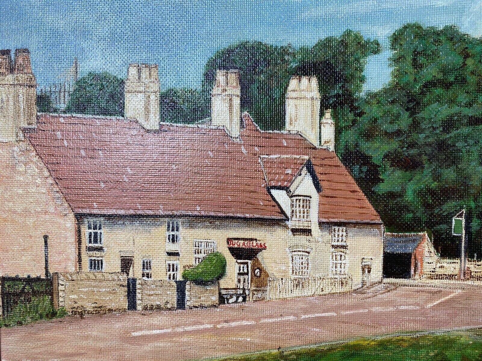 The Jug And Glass Pub Mansfield, England Modern Oil Painting By Artist L Davis photo Art