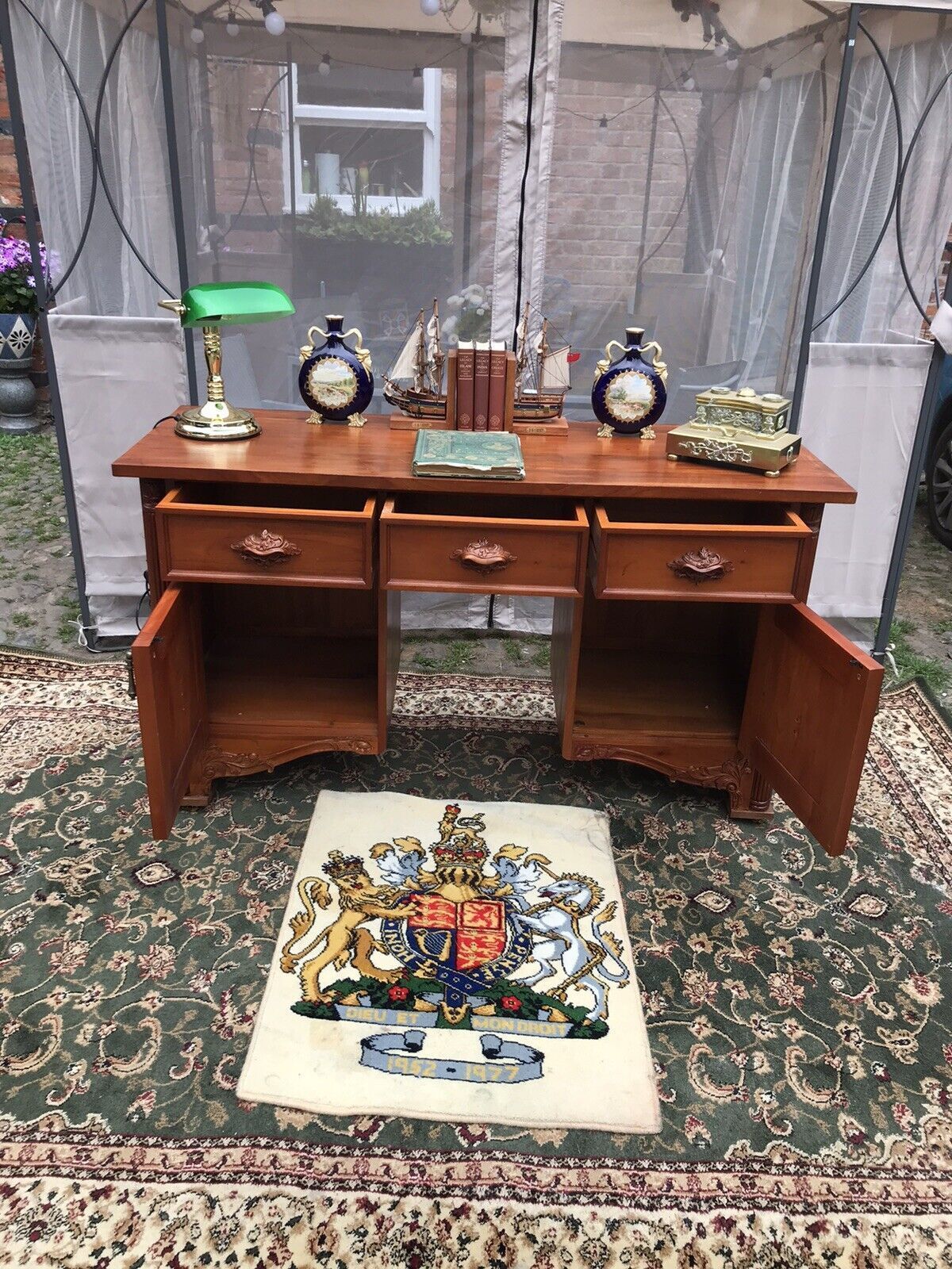 Famous Admiral Lord Nelson Style Admirality Office Desk In Solid Teak photo Furniture