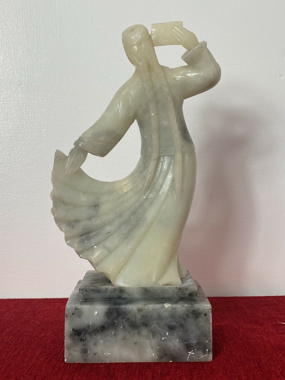 photo for sale 19th Century Jade Figurine Of Chinese Qing Female With Queue Hairstyle On Plinth