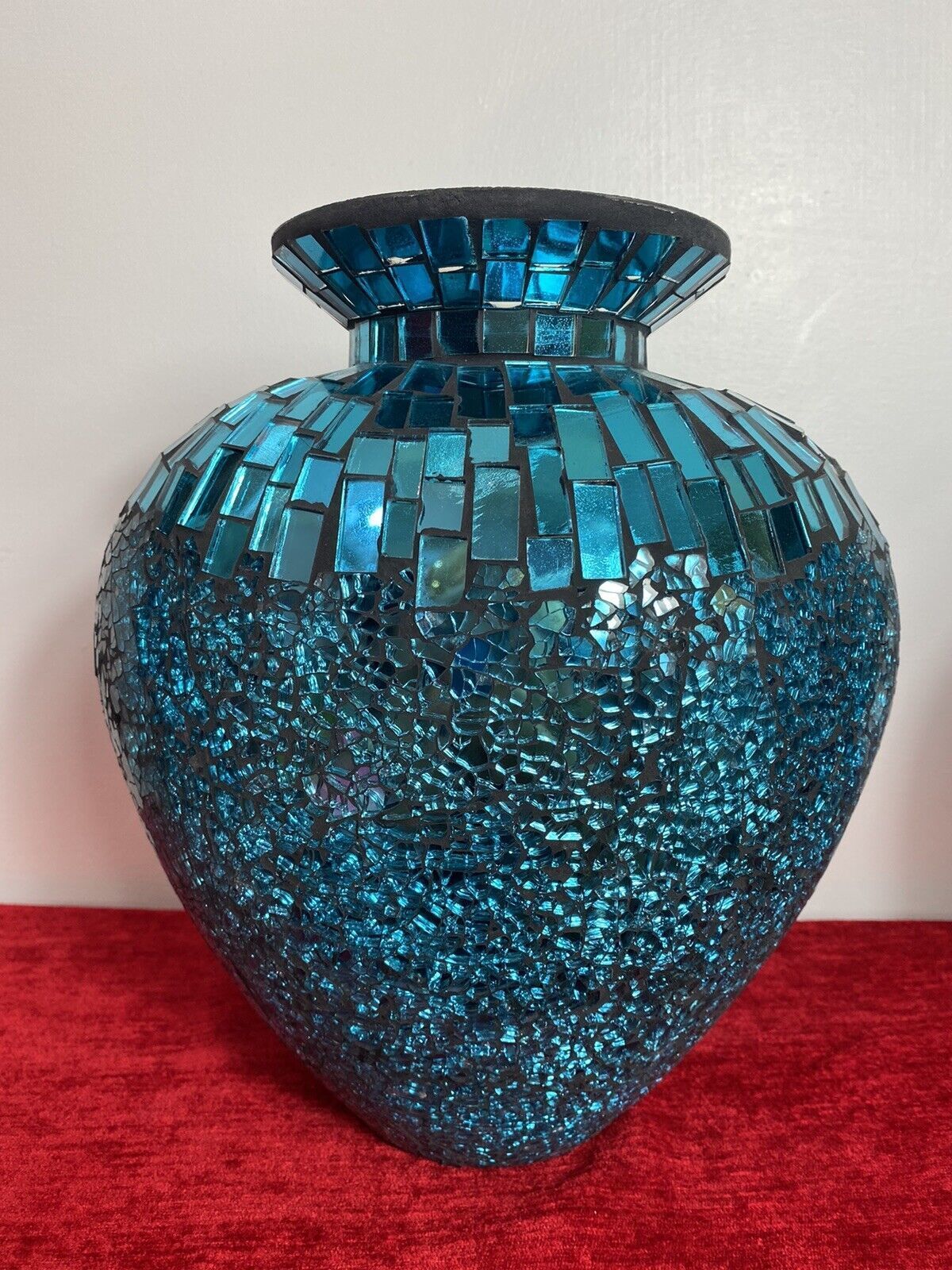 Pair Of Stunning French Cobalt Blue Glazed Mosaic Bulbous Pear Vases photo buy