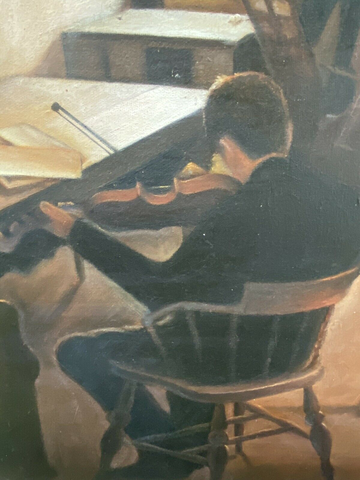 String Quartet Interior Scene Oil On Canvas Signed By Artist L Barnes photo buy