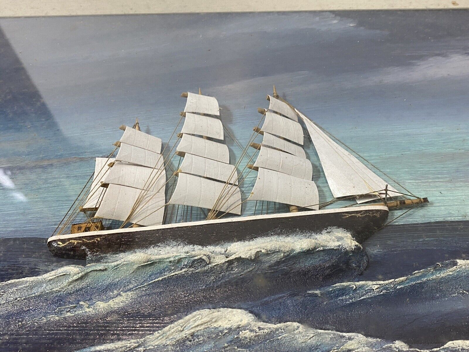 photo furniture Nautical Diorama Model Artwork Of Historic British Tea Clipper Ship ‘Cutty Sark