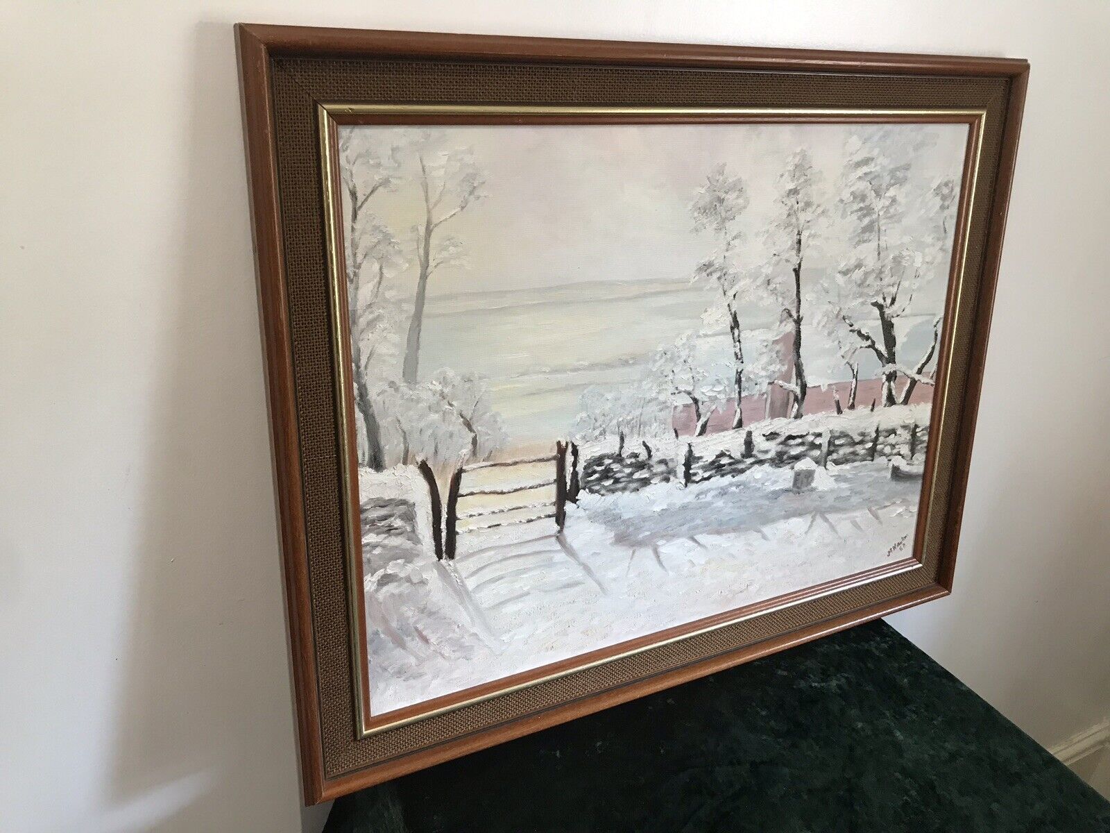 Original Oil Artwork Titled ‘The Magpie’ After Claude Monet By Artist M Newton photo vinterior