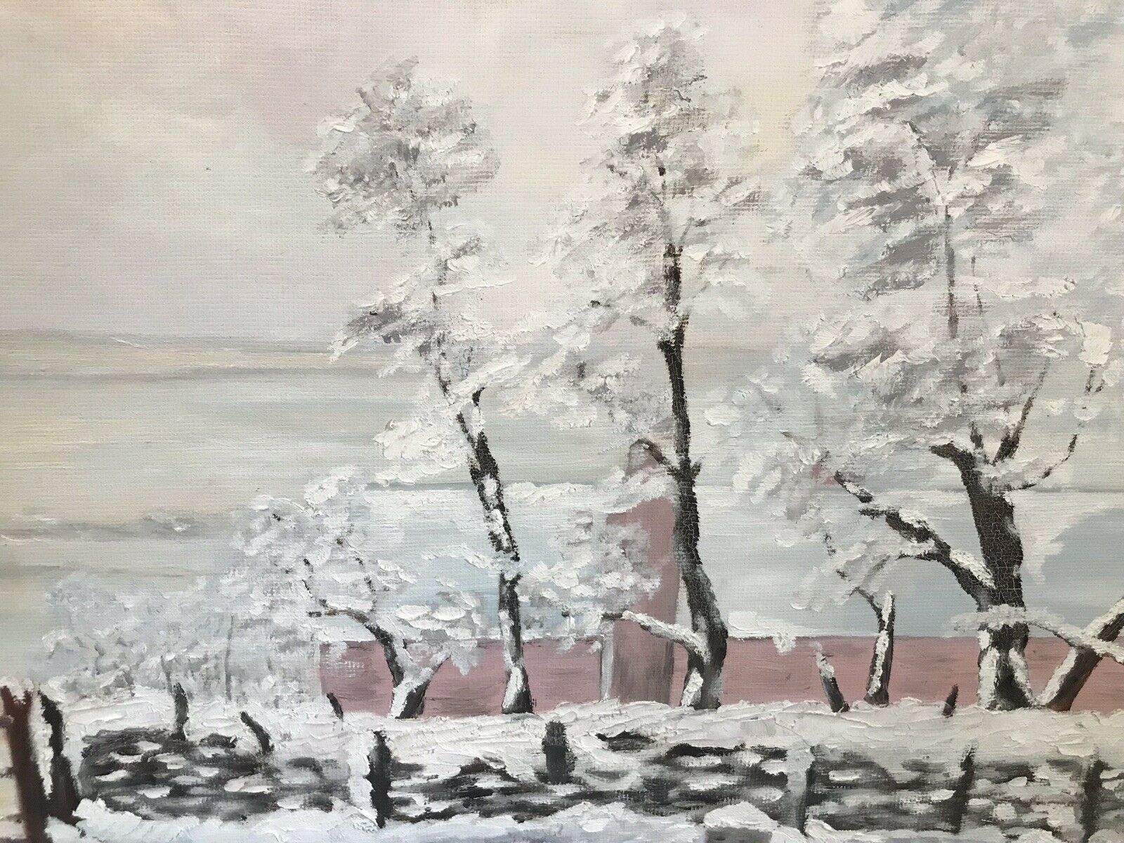 photo furniture Original Oil Artwork Titled ‘The Magpie’ After Claude Monet By Artist M Newton