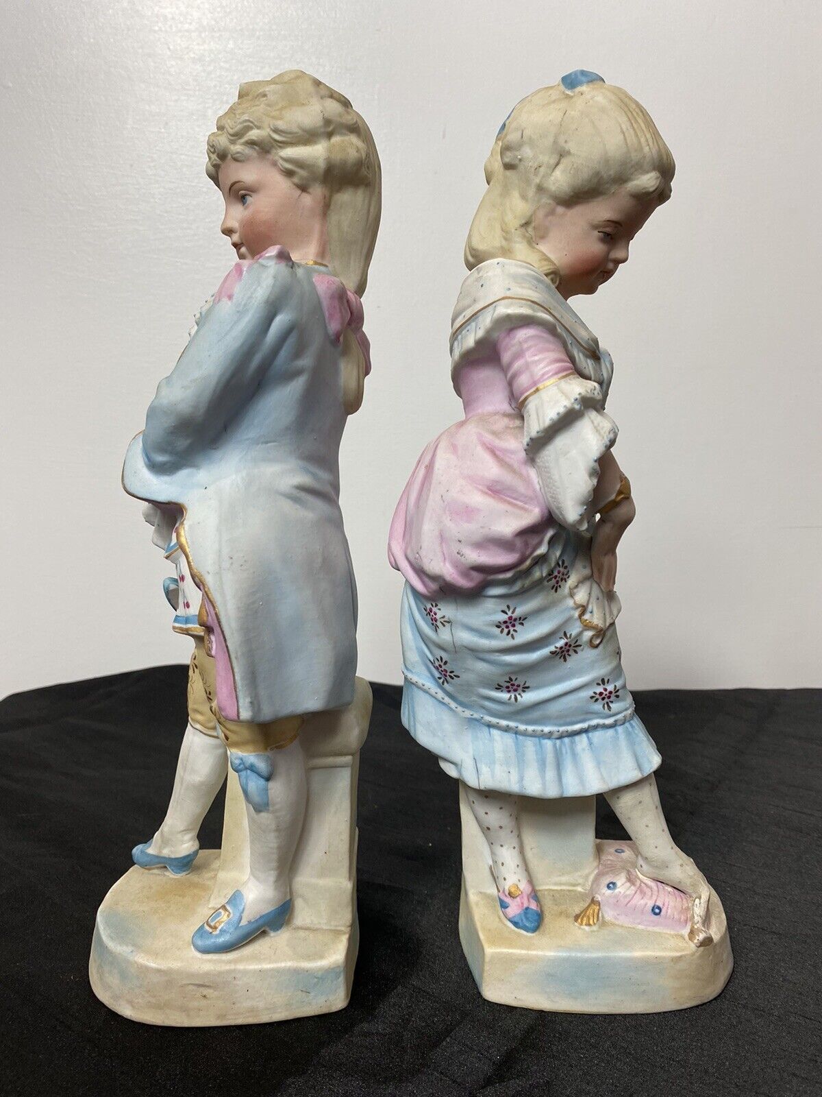 Pair Of Rare French Bisque Figurines The Prince And Princess With Glass Slipper photo 265.0