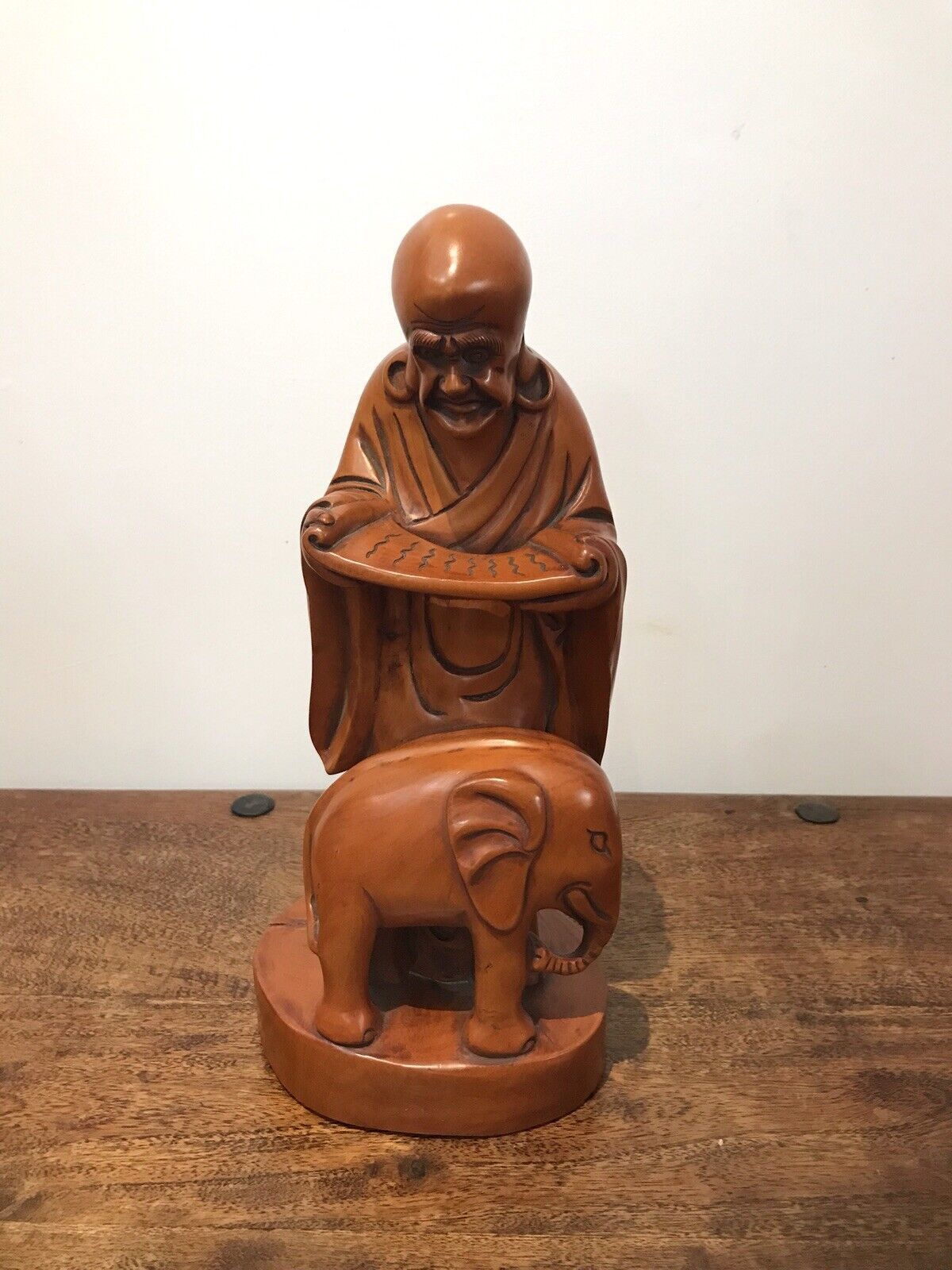 Asian Carved Fruitwood Buddha Statue photo for sale