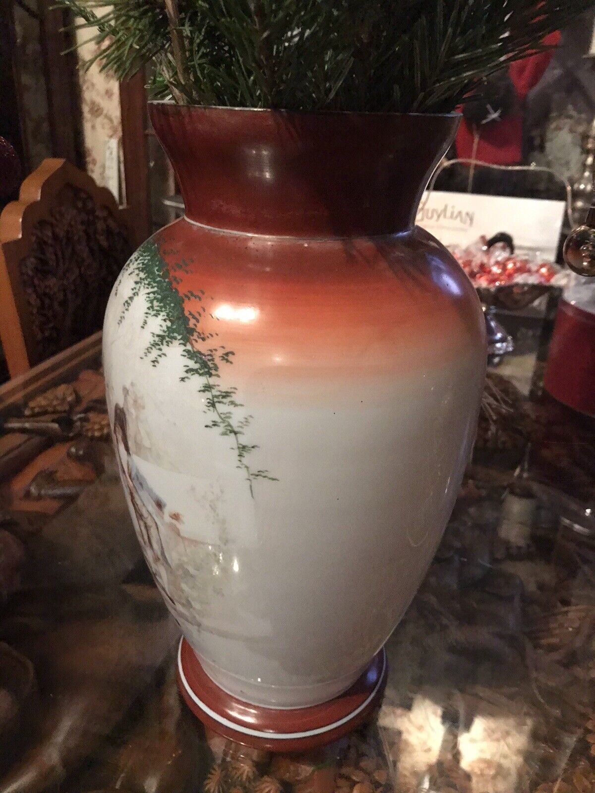 Impressive French Antique Opaque Glass Vase photo 65.0