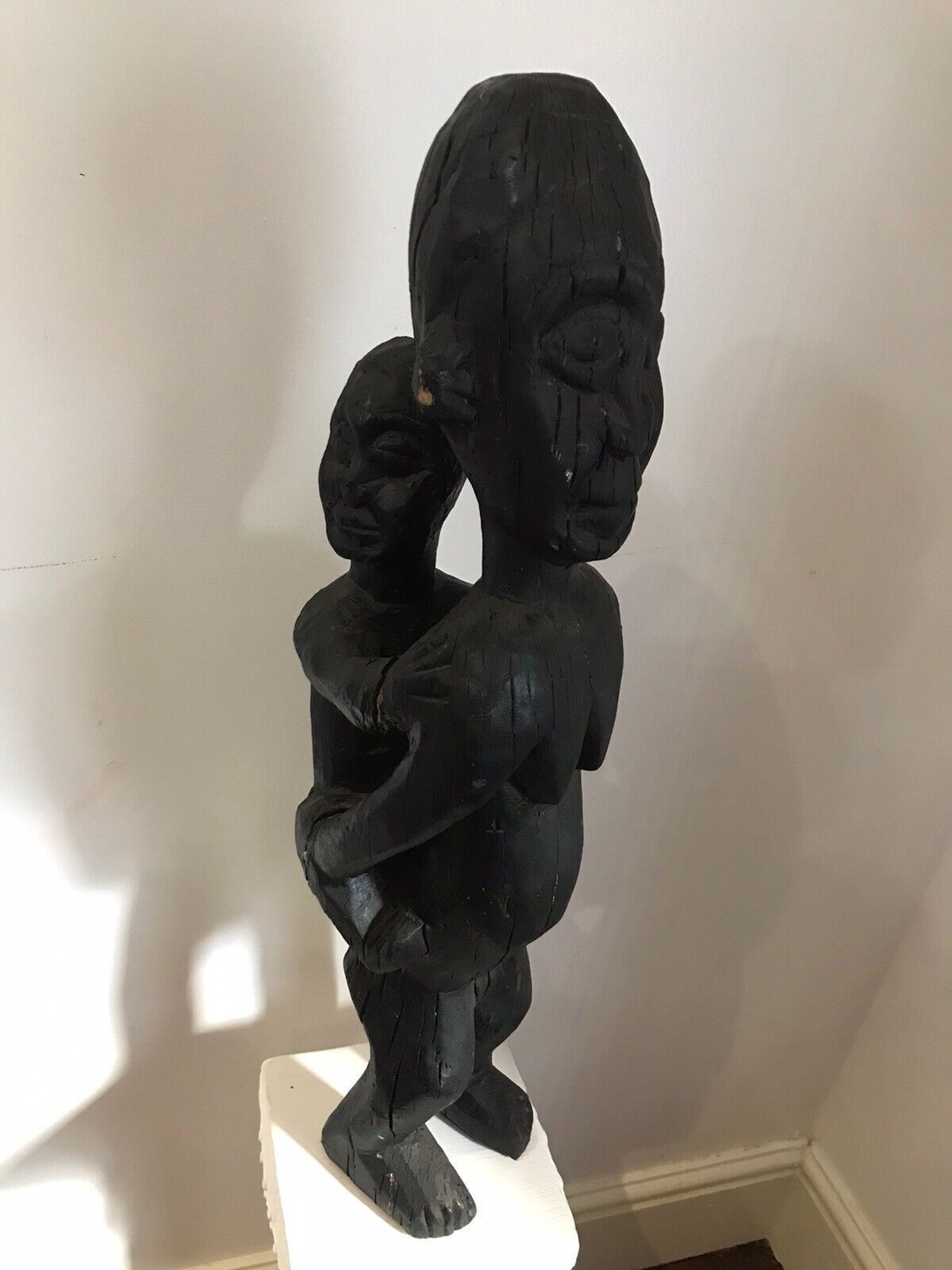 Museum Grade African Primitive Congo Style Wood Carving Mother And Child photo vintage