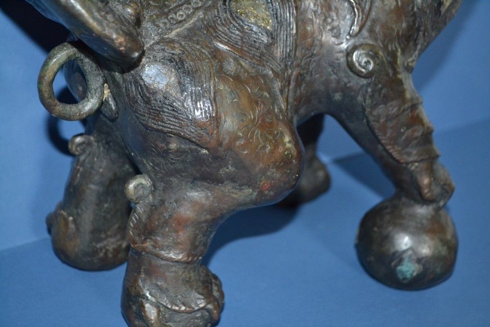 Large Early 19th Century Thai/Burmese Bronze And Mirrored Fo Lion, C 1820 photo 1995.0