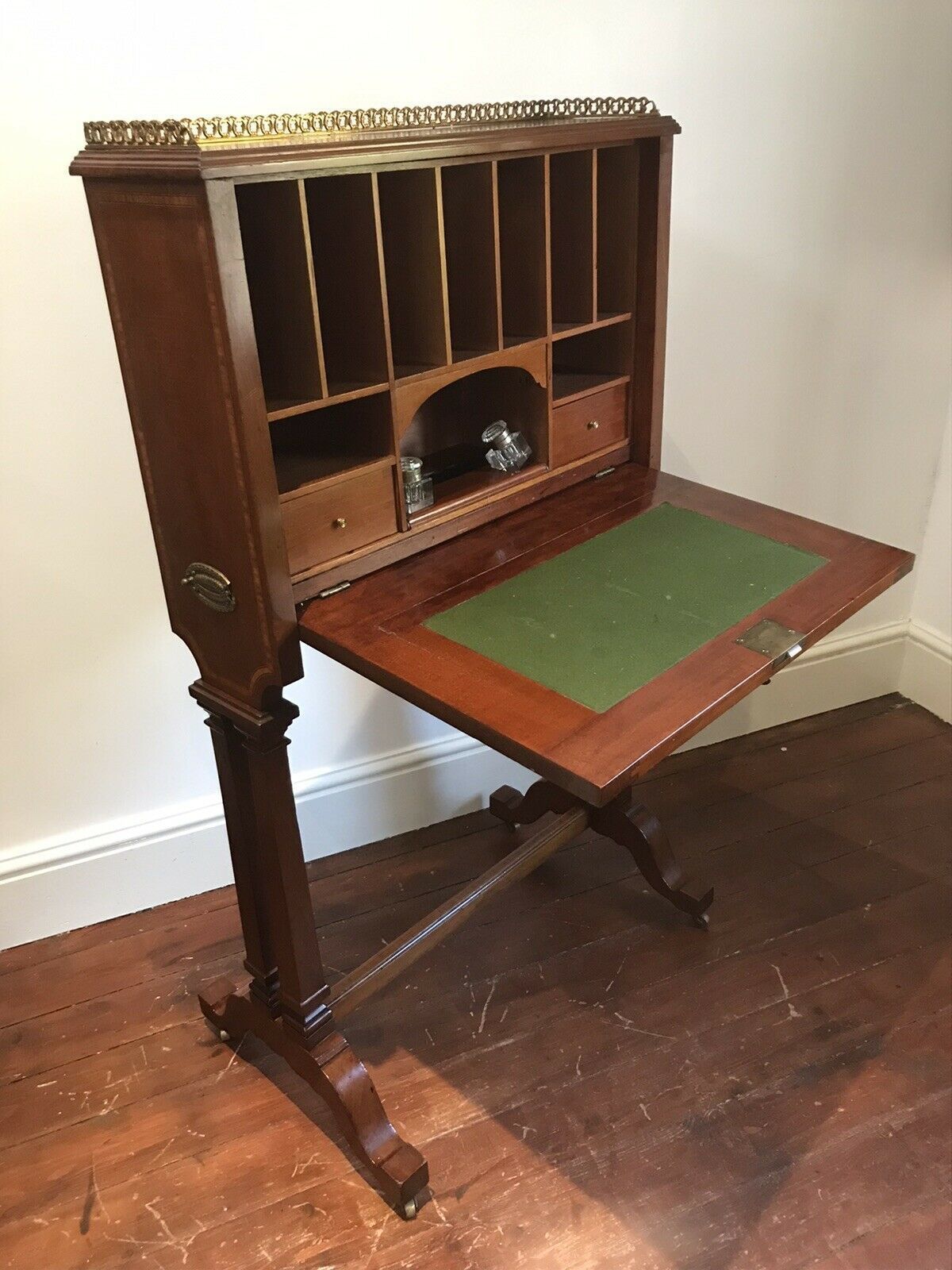 Fine Victorian Sheritan Style Escritoire On Stand photo Furniture