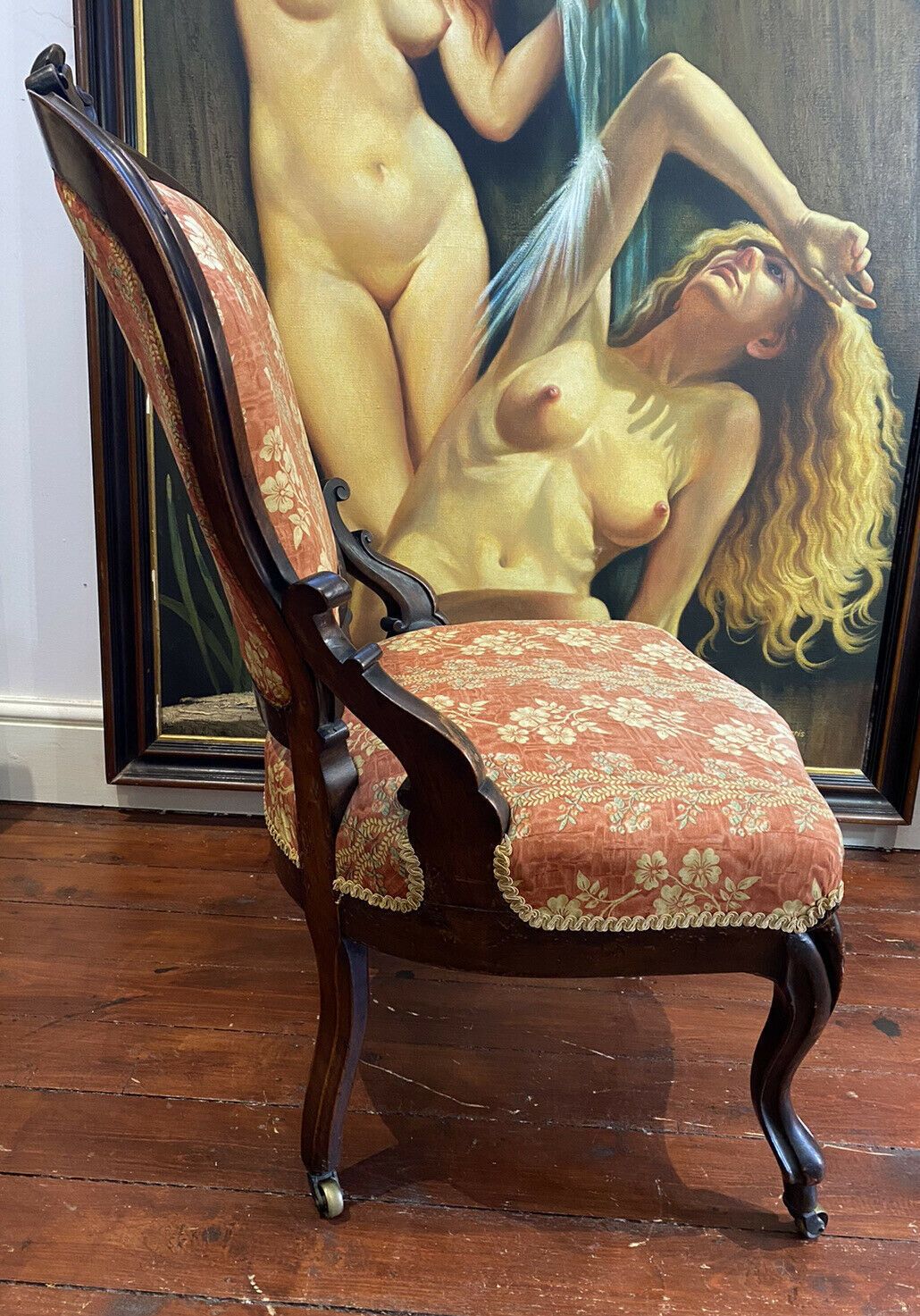 Ladies French Empire Sewing Chair With Elegant Floral Upholstery photo 285.0