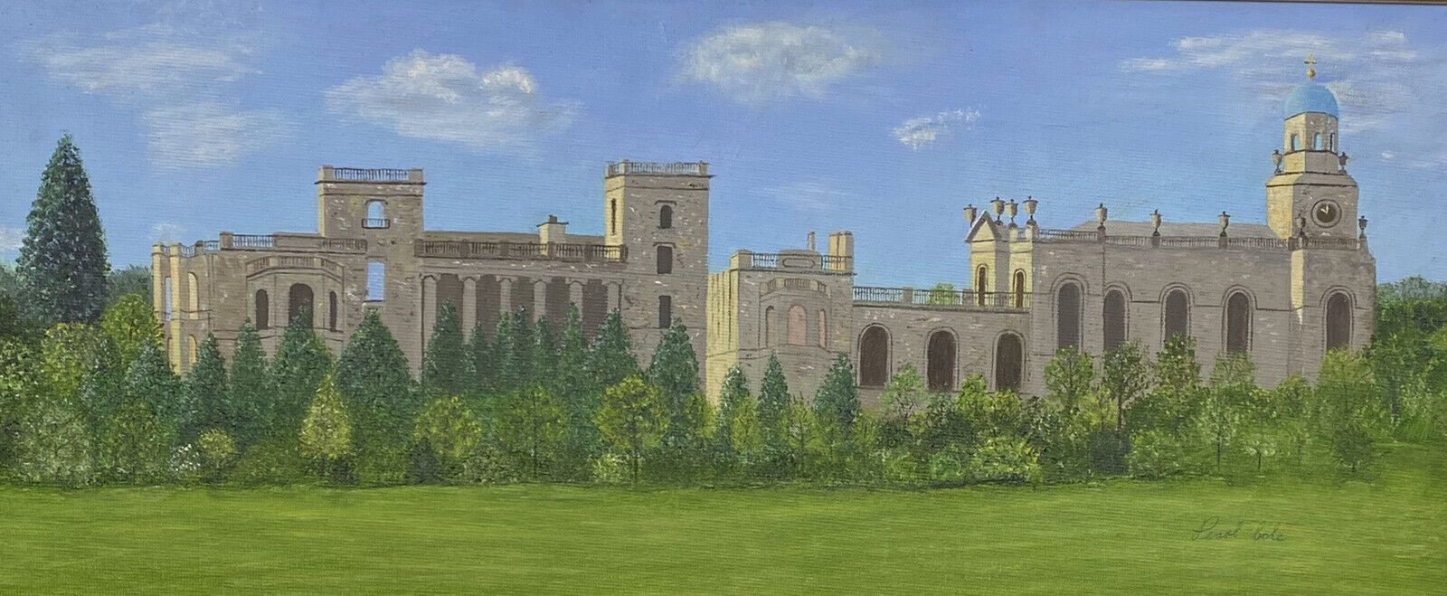 Historic Witley Court British Heritage Oil Painting Signed By Artist Pearl Bowl photo for sale