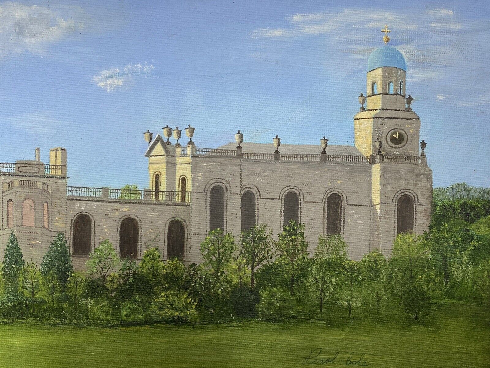 photo for sale Historic Witley Court British Heritage Oil Painting Signed By Artist Pearl Bowl