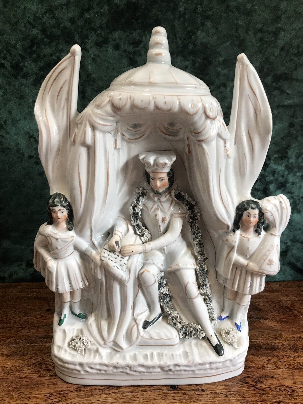 Rare Antique Staffordshire Figurine King John Of England Signing Magna Carter photo for sale