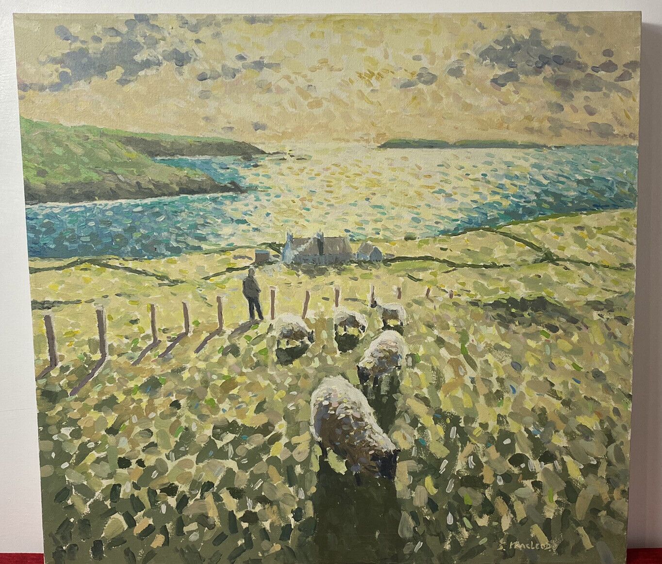Irish 20c Contemporary Artist Simon Macleod Landscape Oil Painting On Canvas