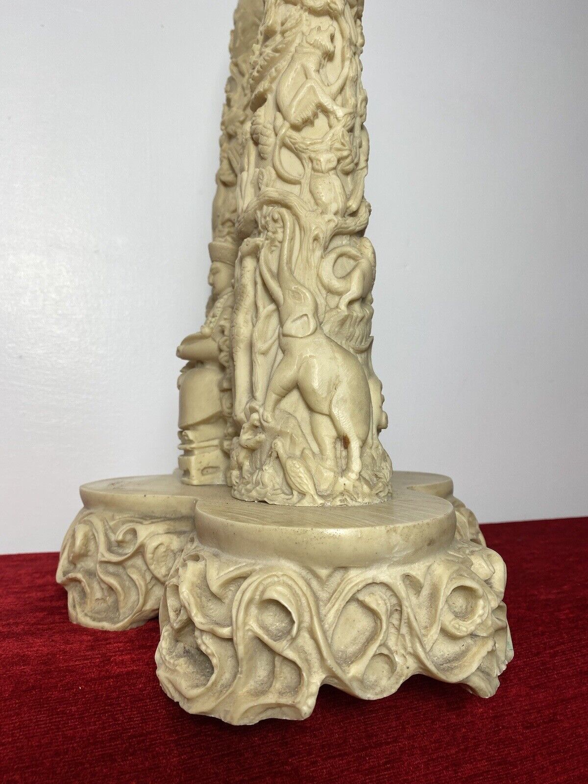 Art Reproduction Elaborate Exhibition Double Rhino Horn Carved Sculpture photo