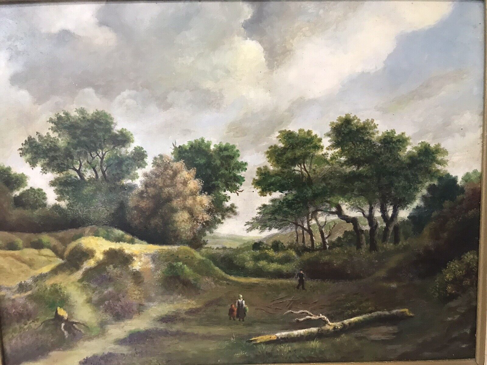 German School Vintage Hilly Landscape Oil Painting photo Art