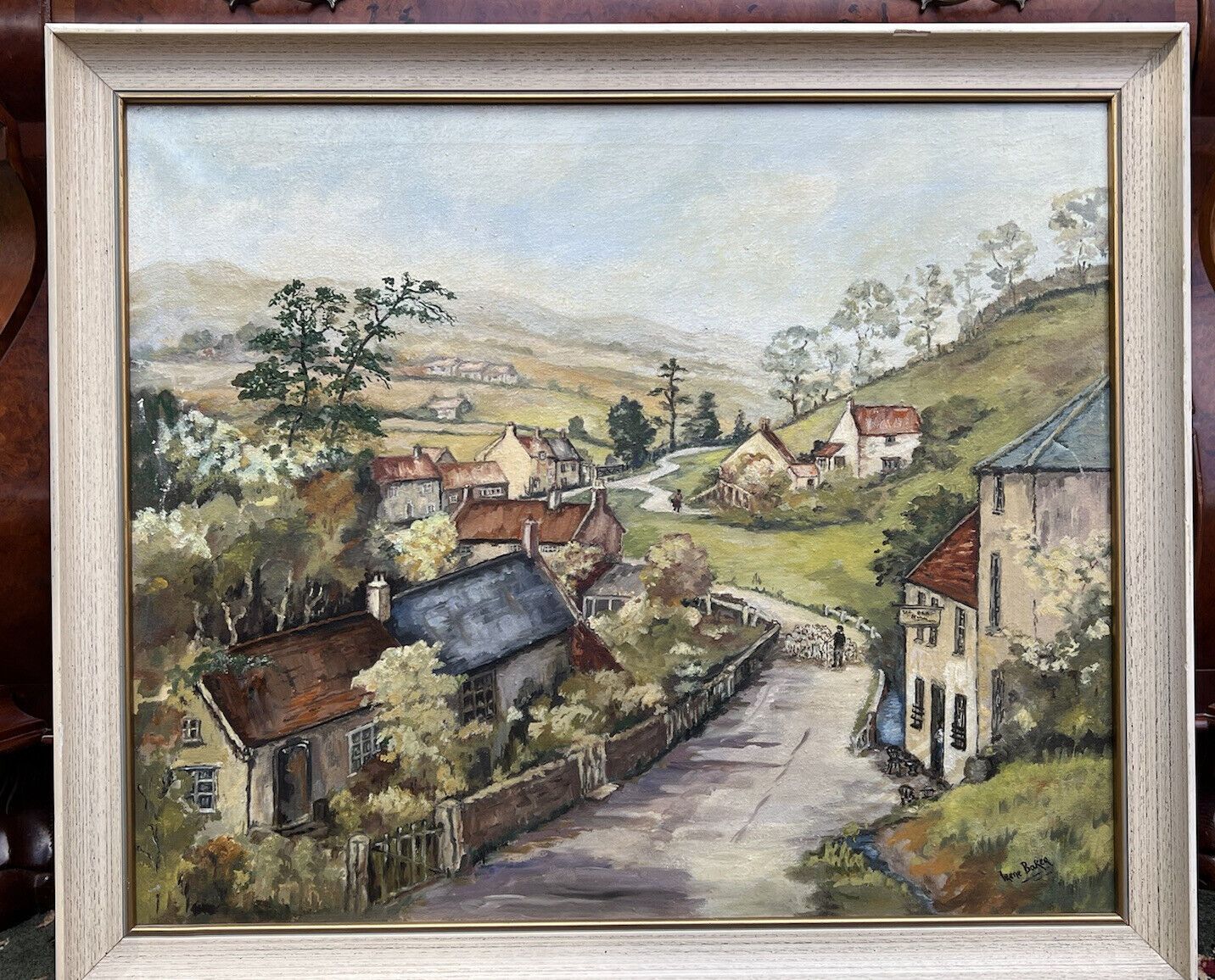 20th Century Gloucestershire Landscape Oil Painting By Artist Irene Baker photo furniture