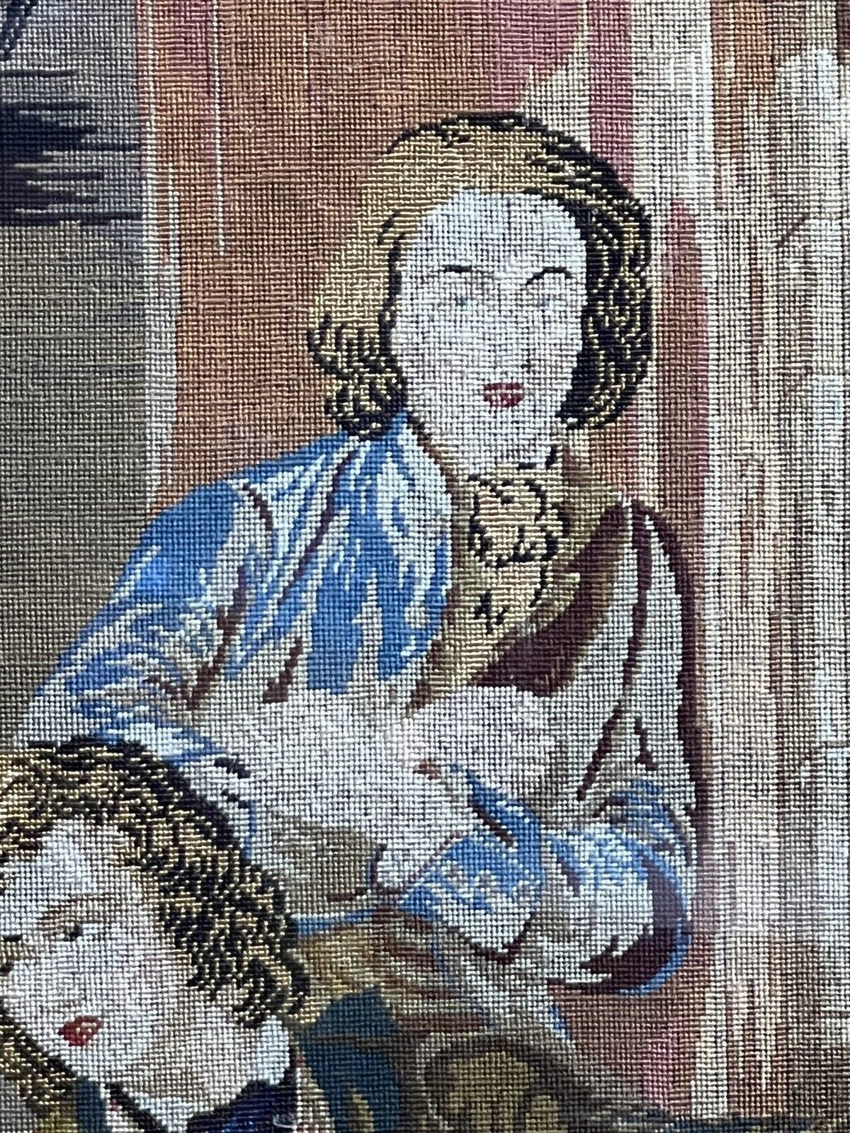 Period Oak Firescreen With Georgian Family Portrait Silkwork Tapestry Sampler photo buy