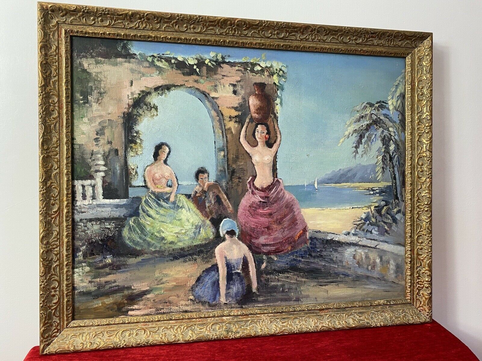 Spanish School Romantic Flamenco Dancers In Landscape Impressionist Oil Artwork photo Art