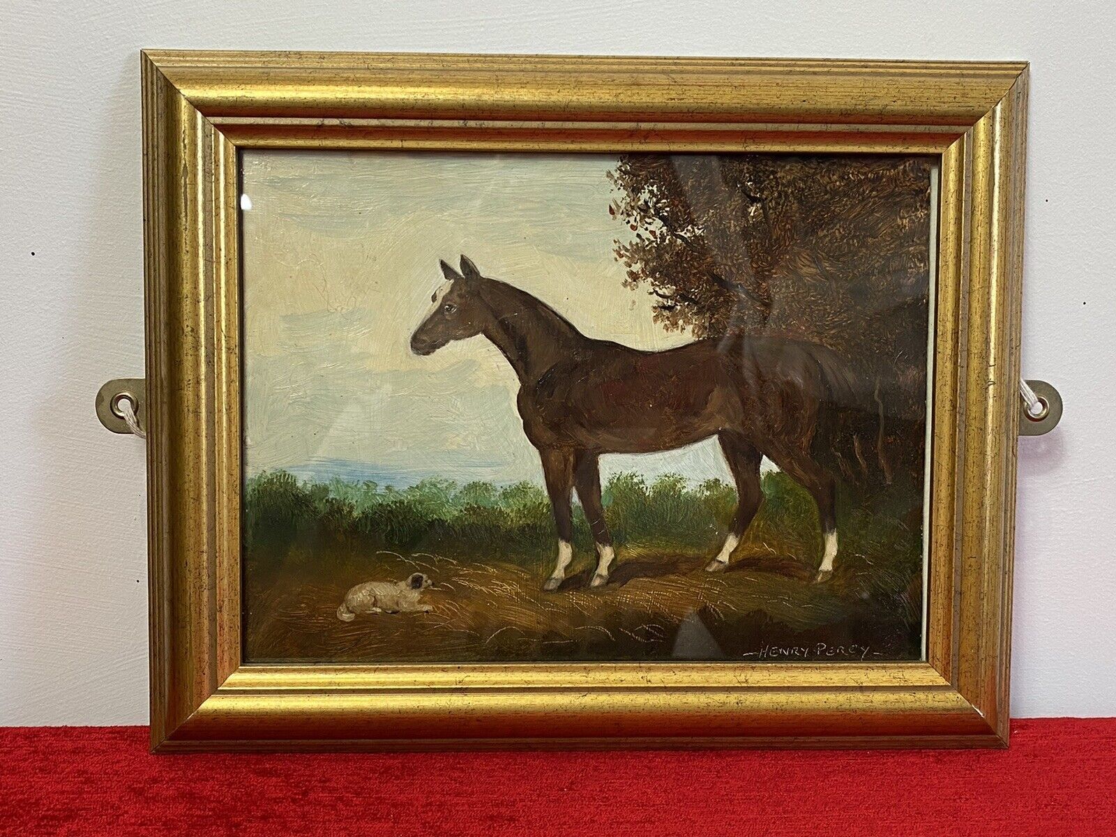 Fine Art Equine Minature Oil On Board By Renowned Artist Henry Percy