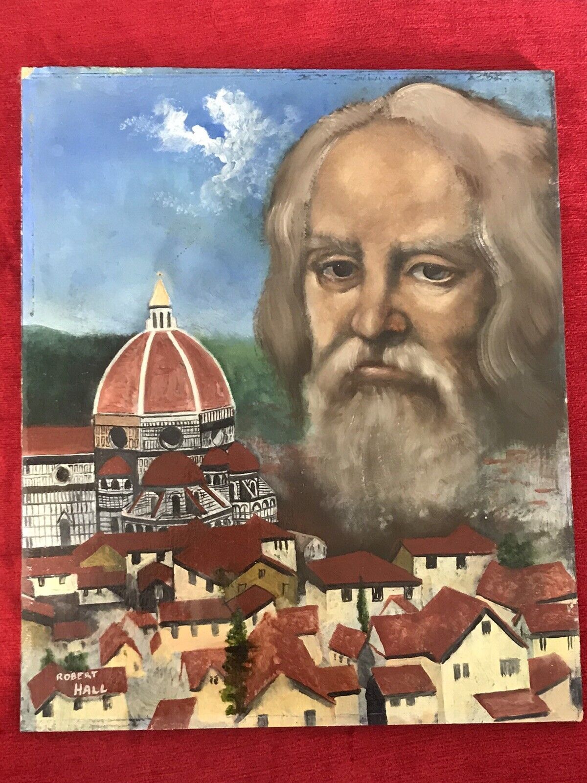 photo furniture Exceptional Italian Architect Filippo Brunelleschi Portrait Signed Oil On Board