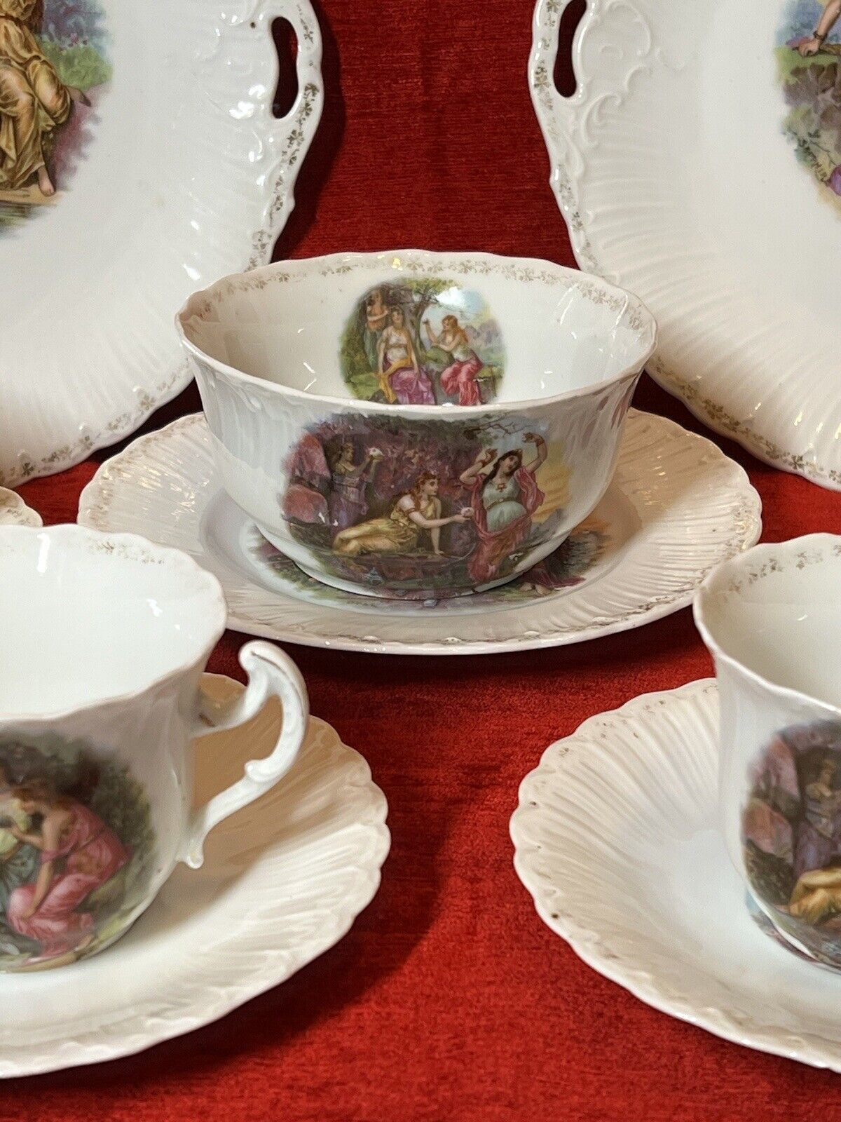 Neoclassical Romanic Scenes Afternoon Tea Service Attributed To Angelica Kauffman photo vintage