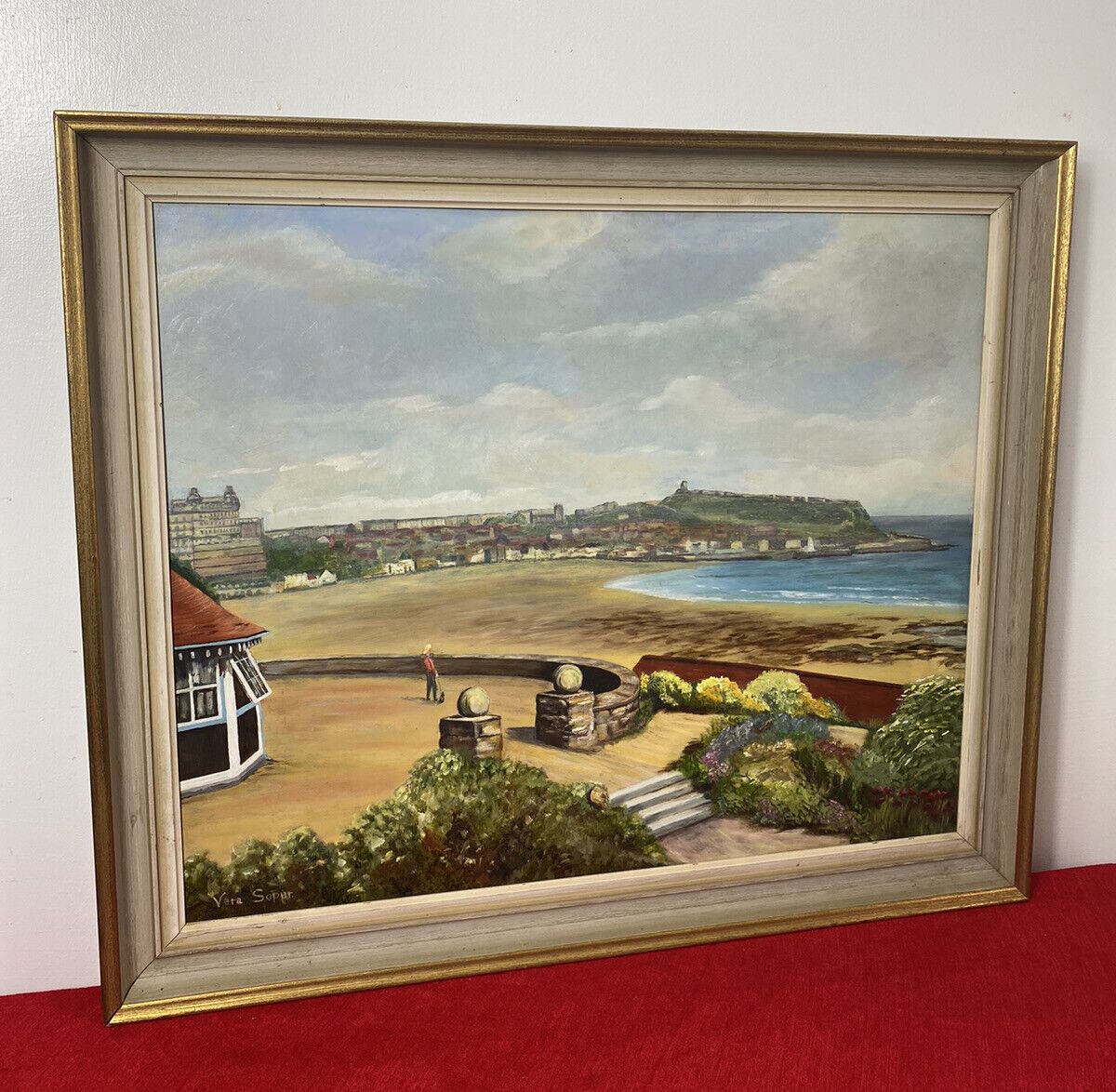 Cornish Costal Scape Of Sault Bay Oil On Canvas By Artist Vera Soper photo 395.0