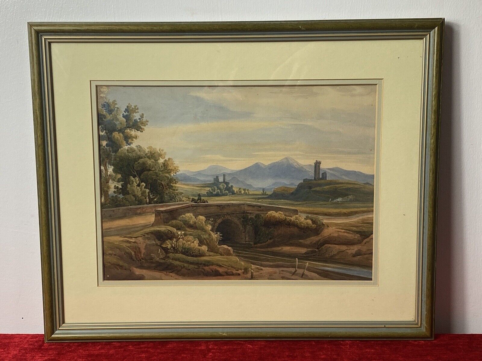 19c Aristocratic Castle Landscape Watercolour Painting By Lady Buetiau Hepburne photo furniture