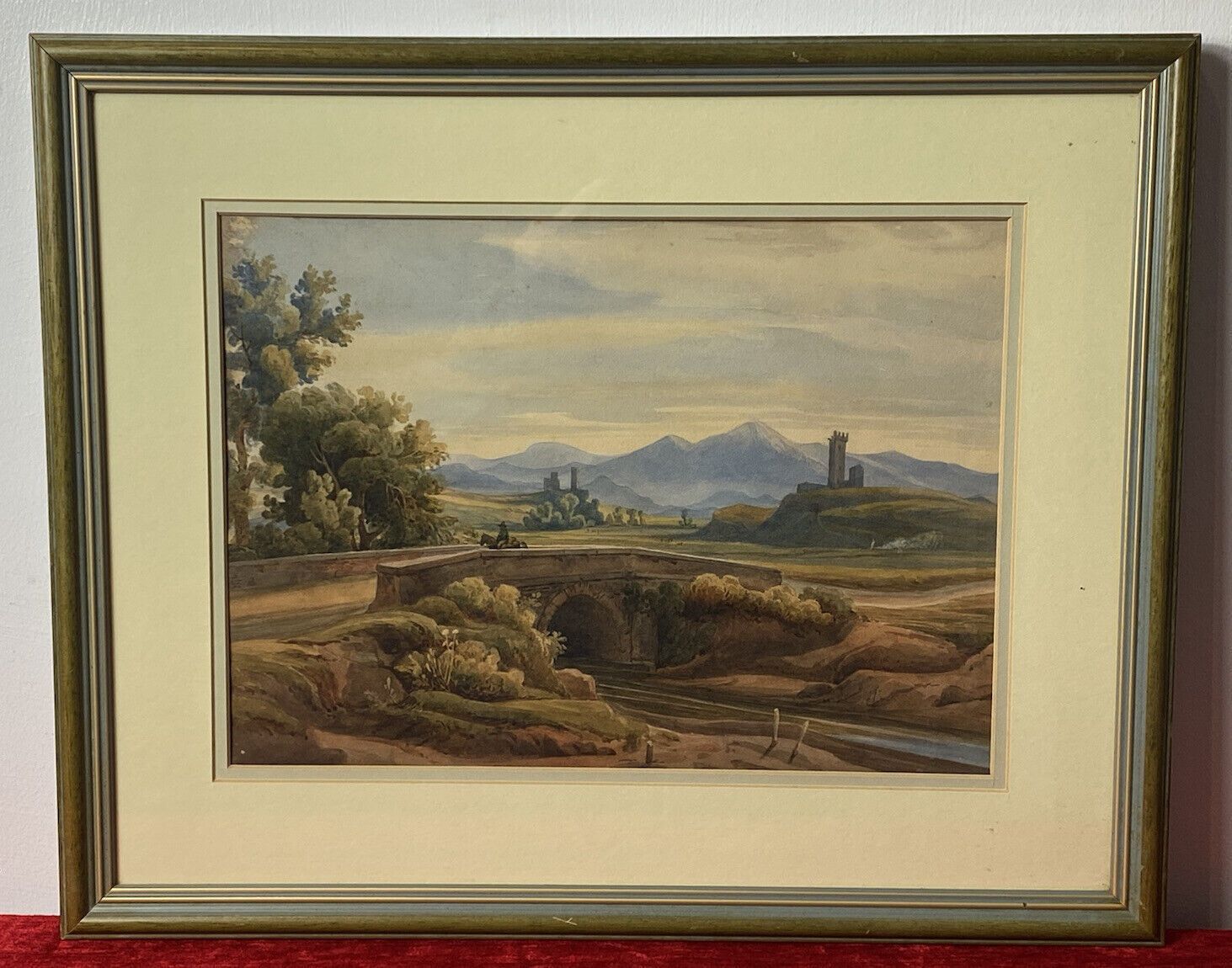 19c Aristocratic Castle Landscape Watercolour Painting By Lady Buetiau Hepburne photo vintage