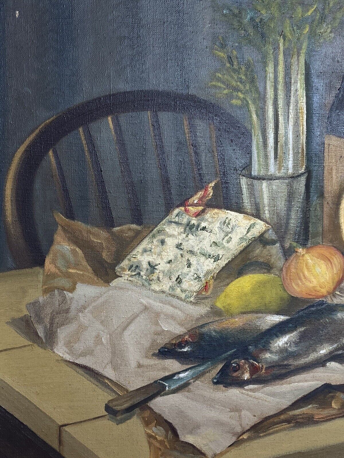 Original Oil Painting Still Life Title Herrings Signed S Murray Blair 1954 photo buy
