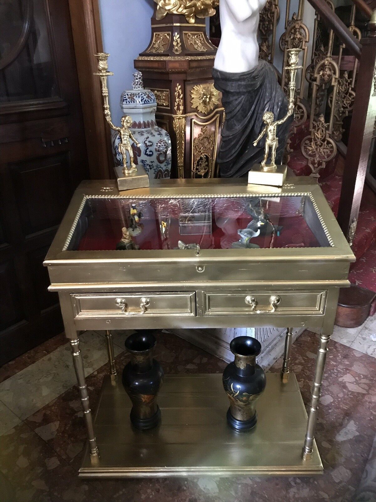 Fine Vintage Elegance French Guiltwood Bijouterie Cabinet photo furniture
