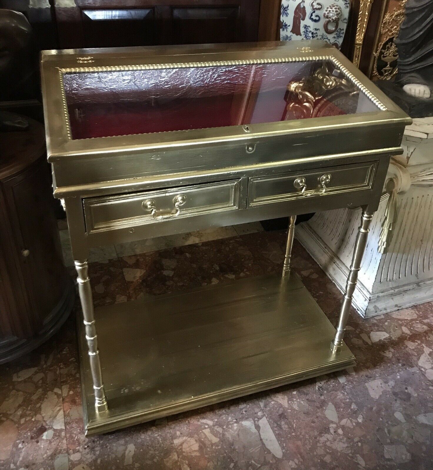 Fine Vintage Elegance French Guiltwood Bijouterie Cabinet photo Furniture