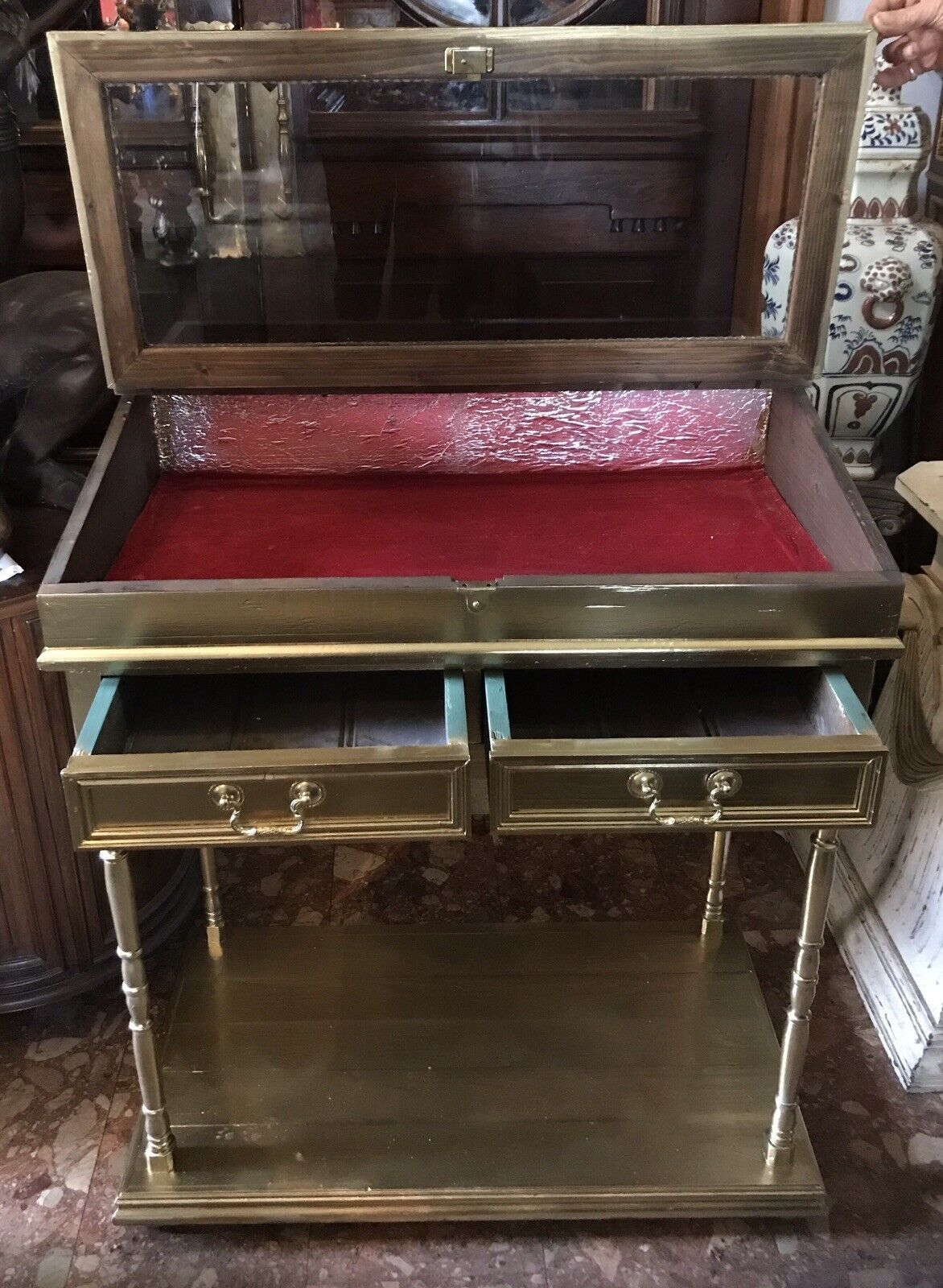 Fine Vintage Elegance French Guiltwood Bijouterie Cabinet photo 795.0