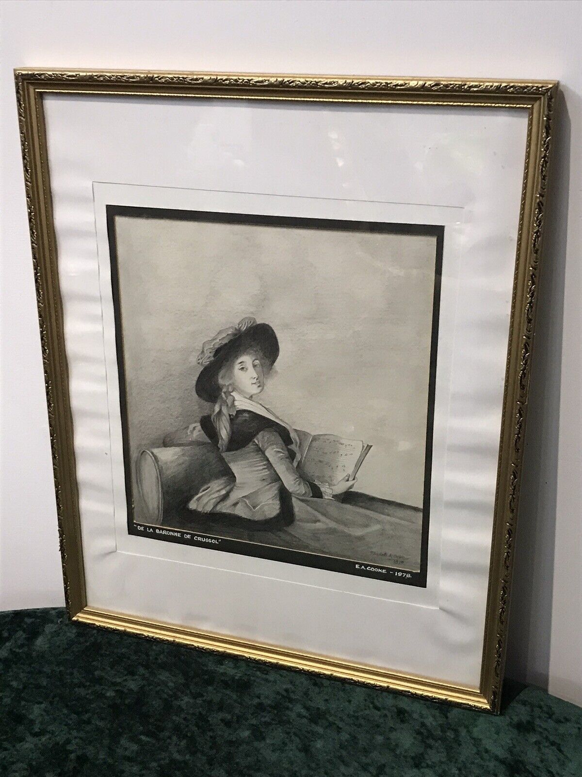 20th Century Artwork De La Barrone De Crussol Pencil And Charcoal Drawing Signed photo Art