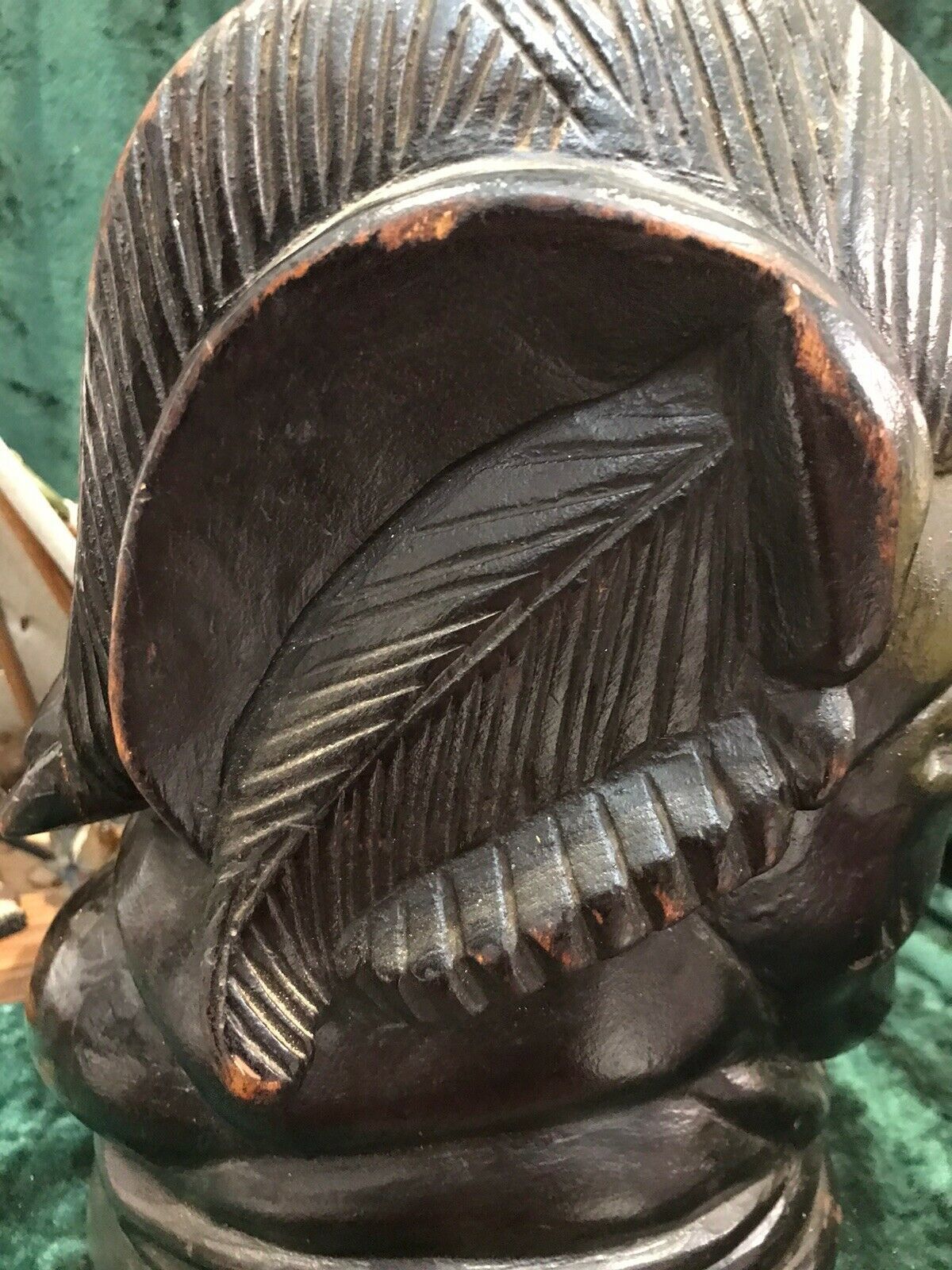 Historic 19th Century Carved Wood Red Cheif Indian Head photo vinterior